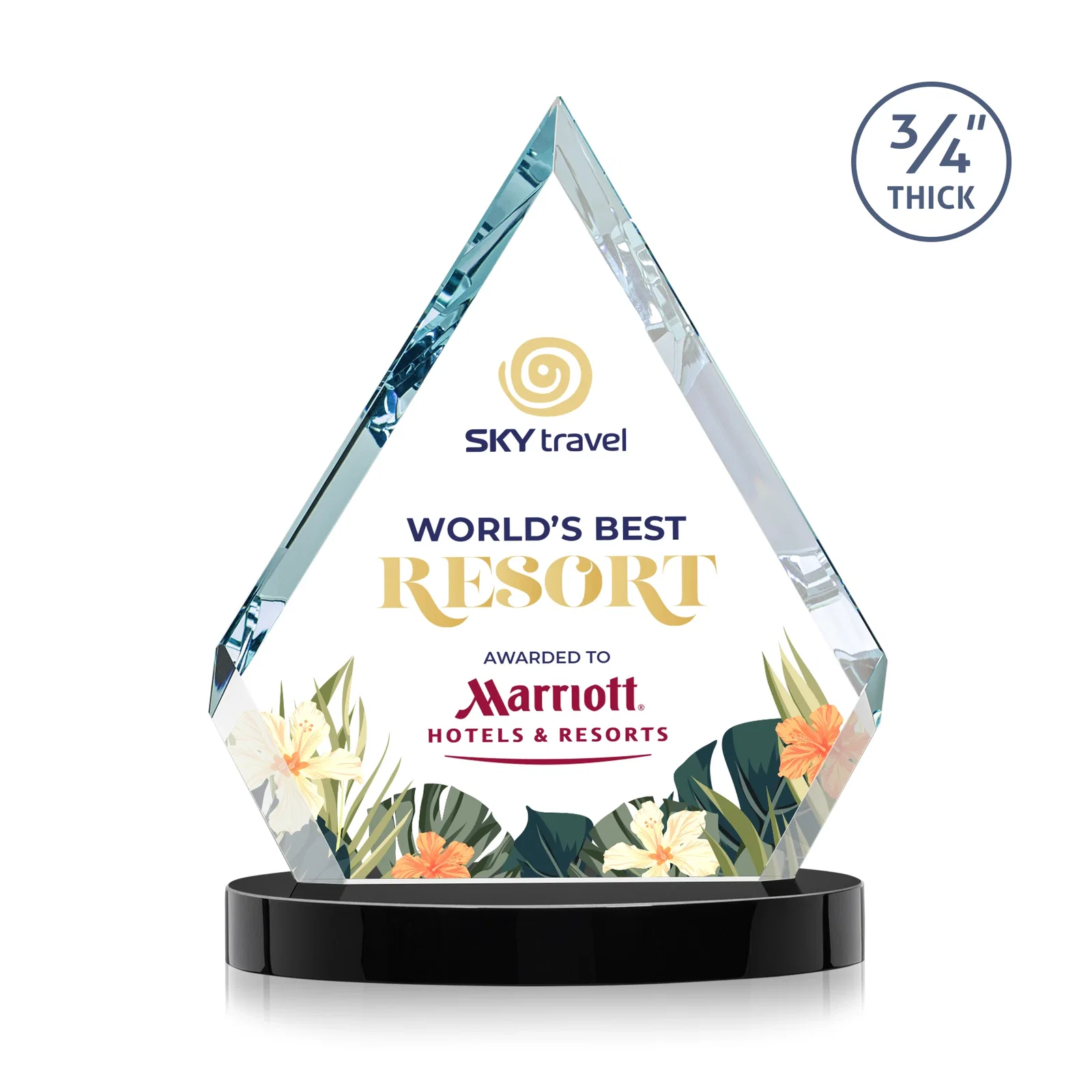 Personalized Starfire Crystal Diamond Award With a Full-Color Printed Base, awards for graduation ceremonies