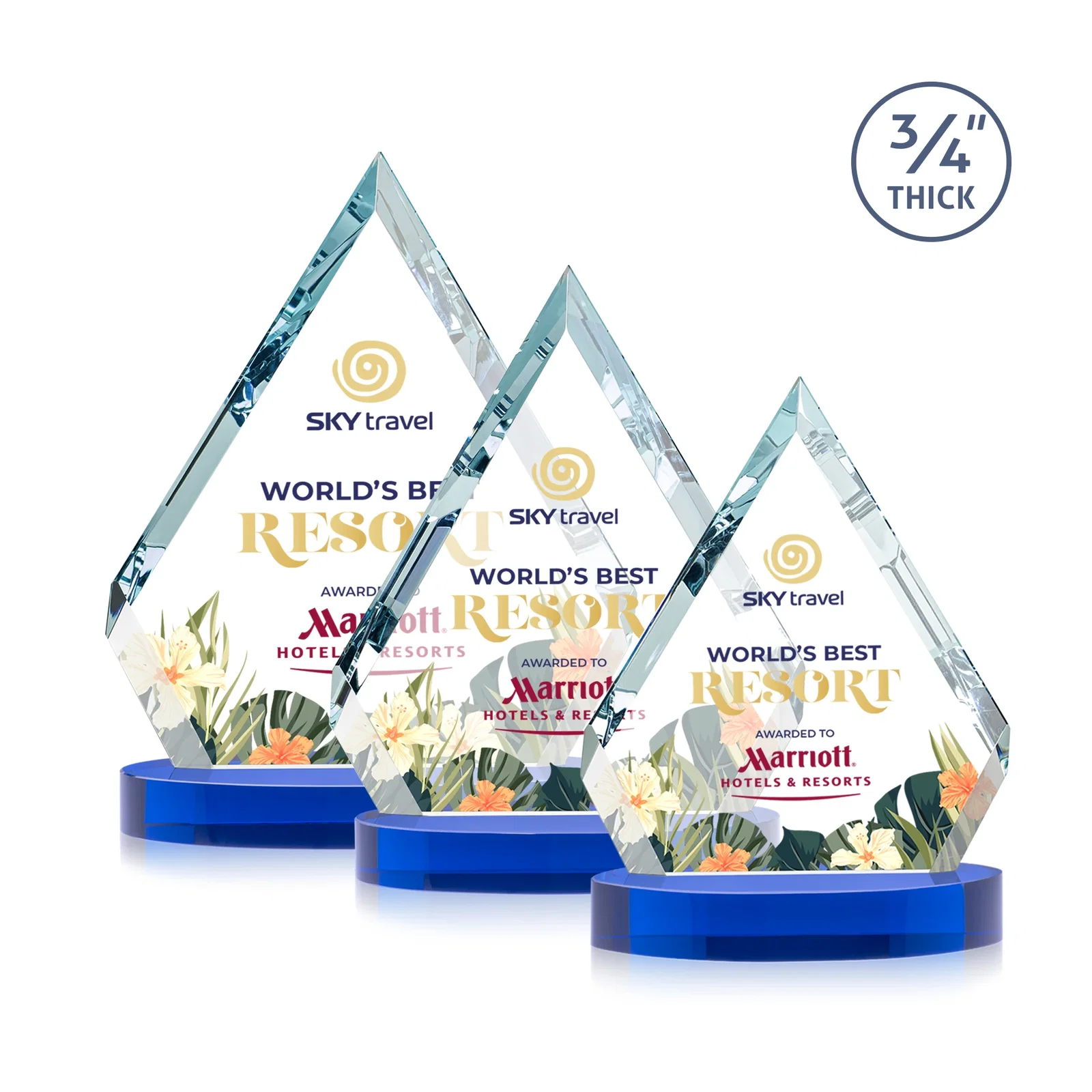 Personalized Starfire Crystal Diamond Award With a Full-Color Printed Base, awards for safety achievement programs