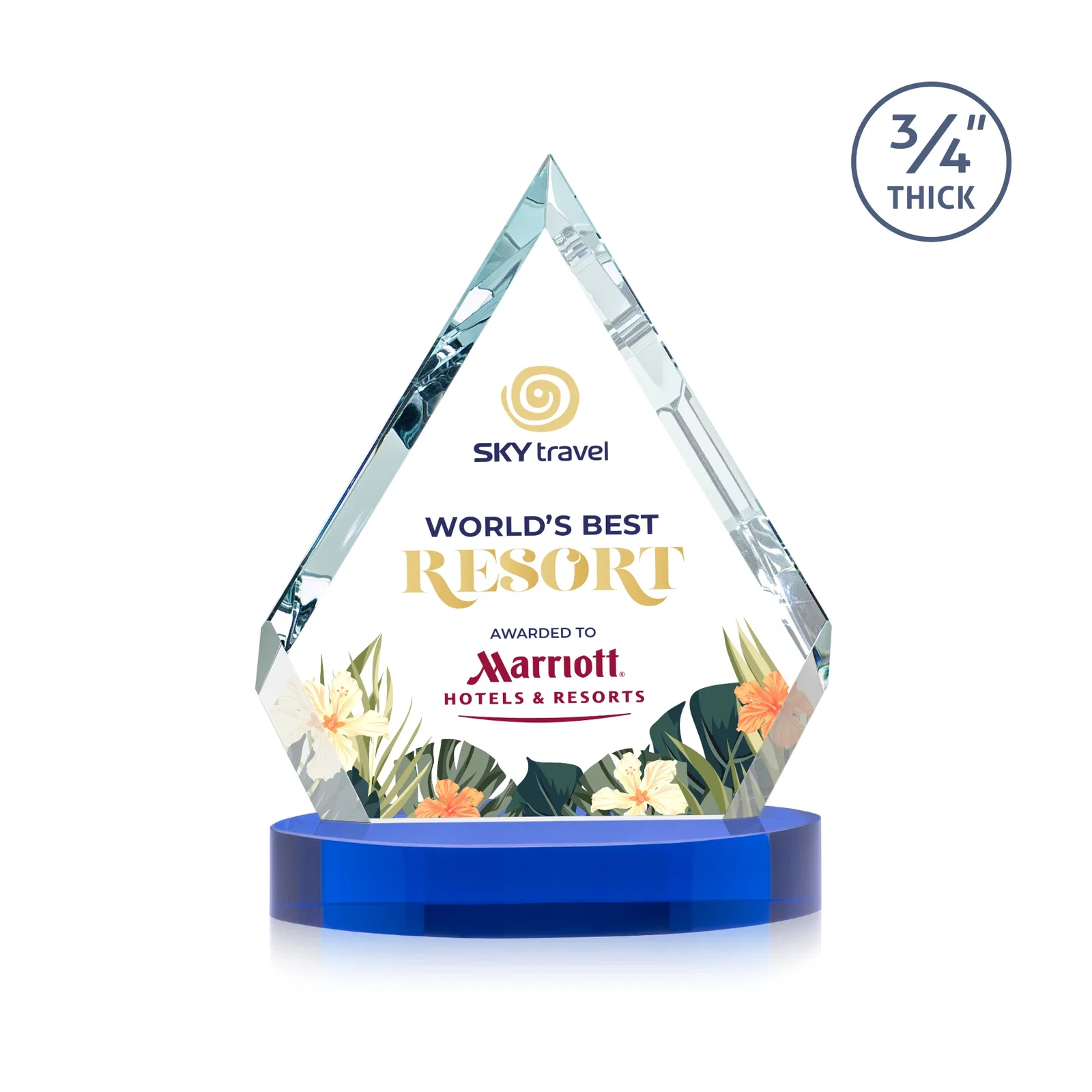 Personalized Starfire Crystal Diamond Award With a Full-Color Printed Base, awards for volunteer appreciation