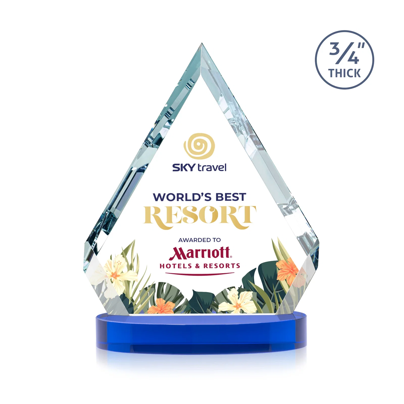 Personalized Starfire Crystal Diamond Award With a Full-Color Printed Base, awards for dealer and partner awards
