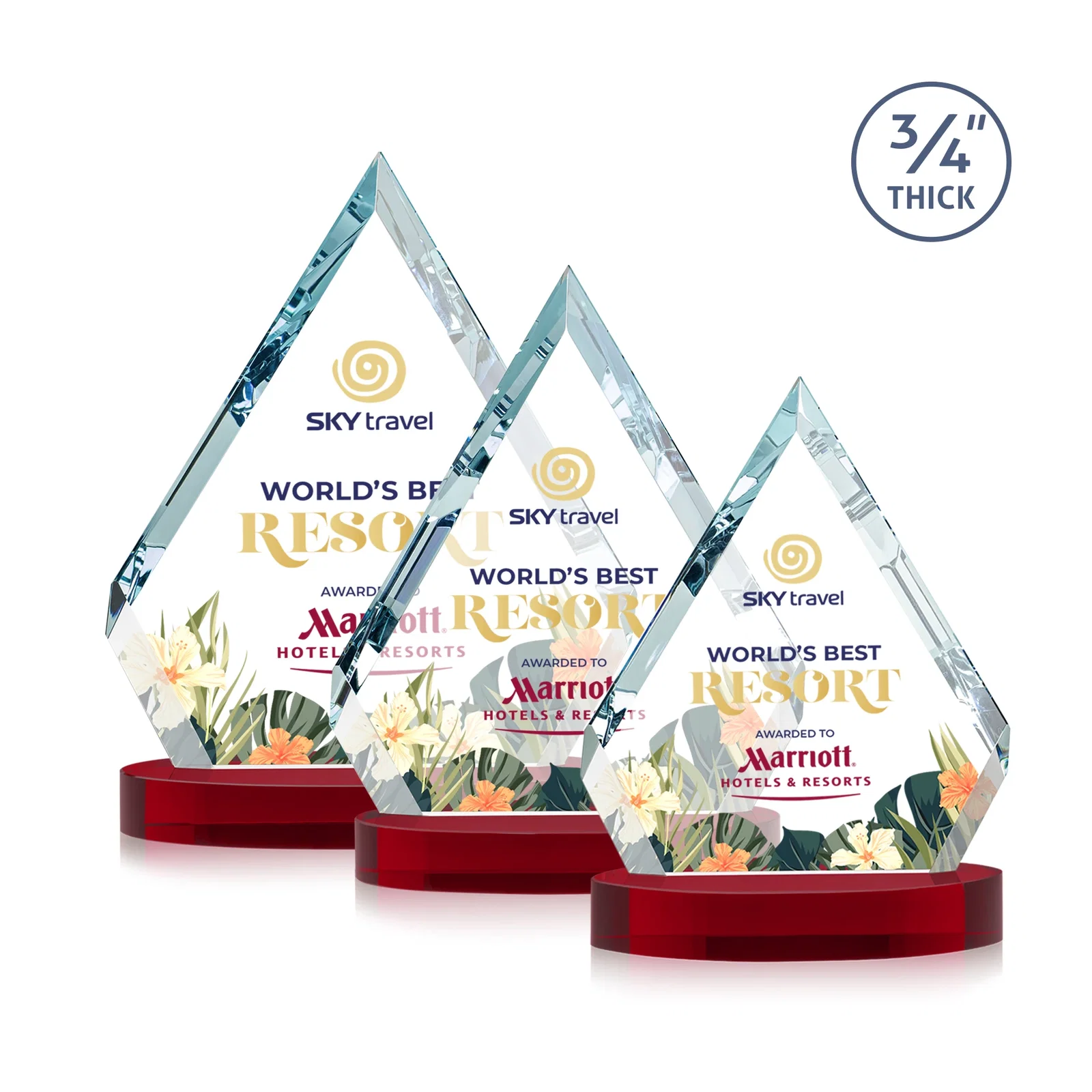 Promotional Starfire Crystal Diamond Award With a Full-Color Printed Base, awards for employee recognition