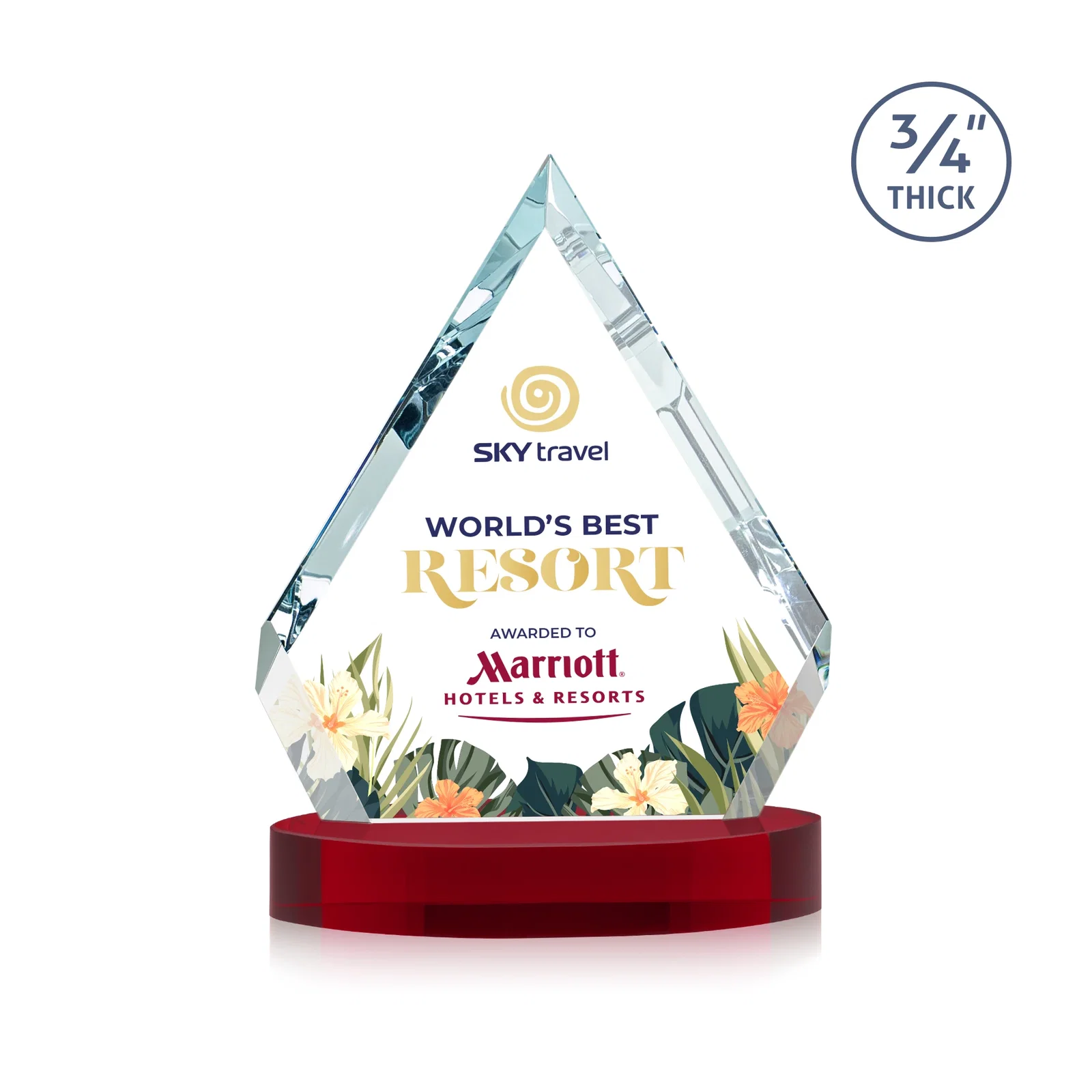 Promotional Starfire Crystal Diamond Award With a Full-Color Printed Base, awards for corporate award ceremonies