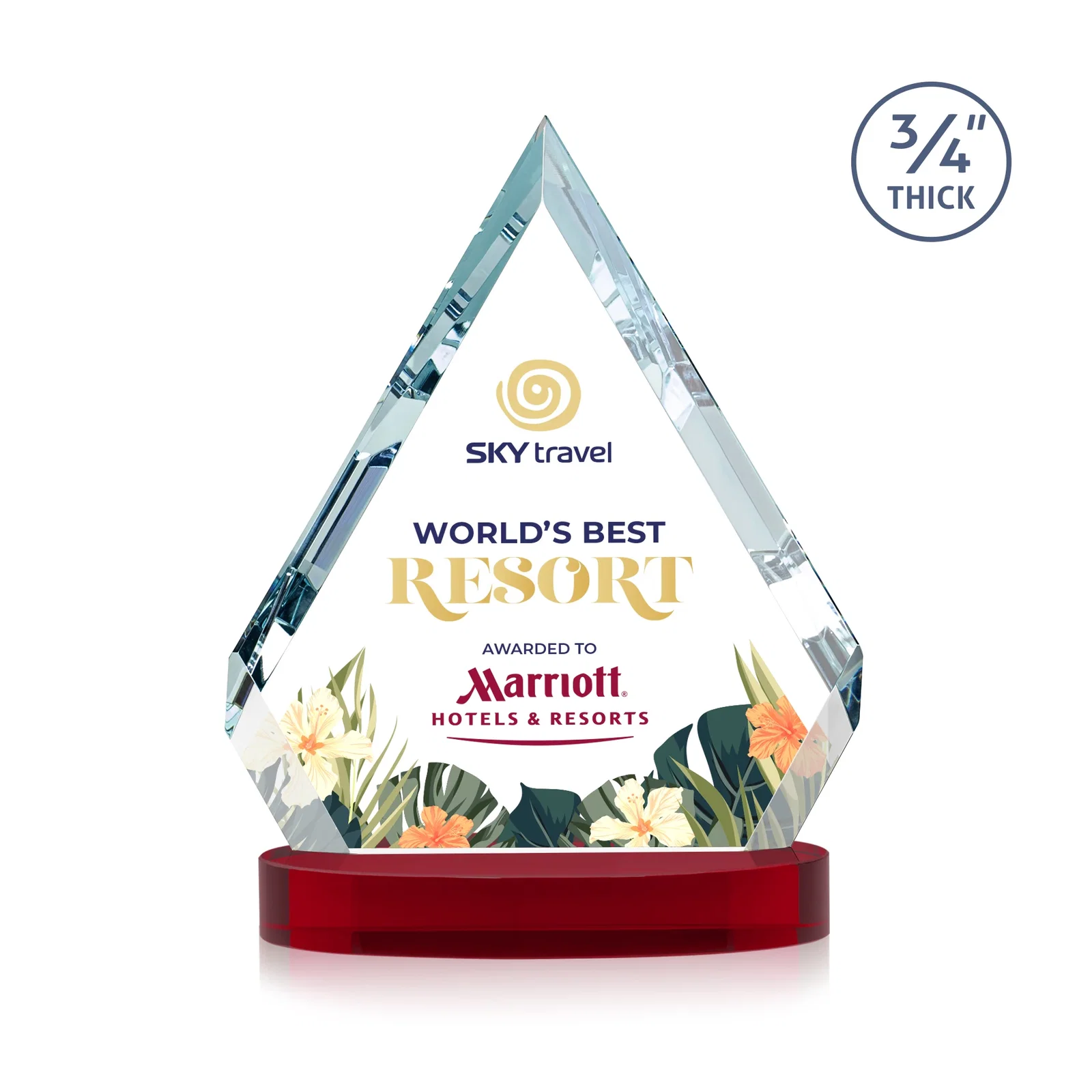 Promotional Starfire Crystal Diamond Award With a Full-Color Printed Base, awards for service anniversary gifts