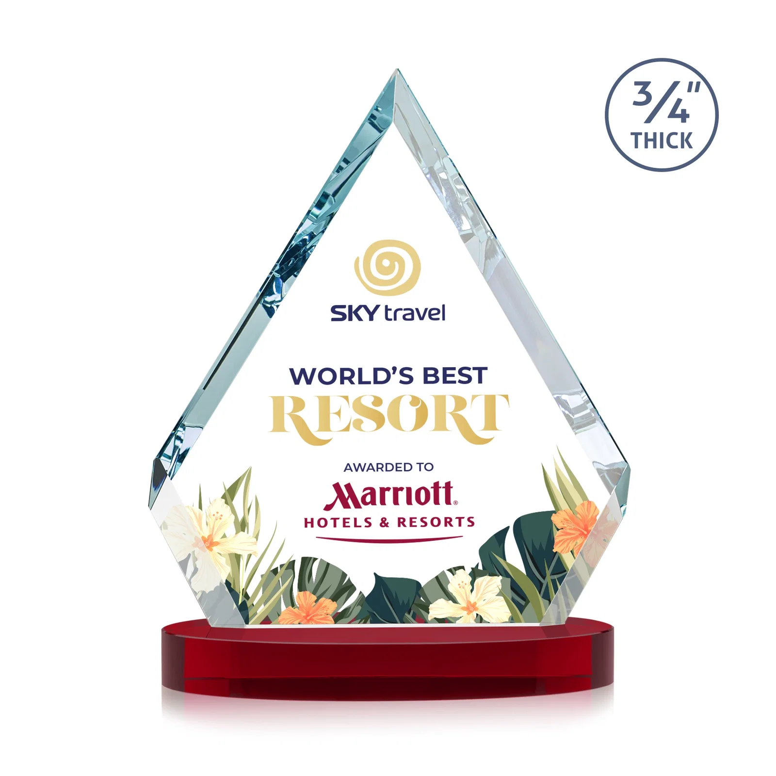 Promotional Starfire Crystal Diamond Award With a Full-Color Printed Base, awards for sales achievement awards
