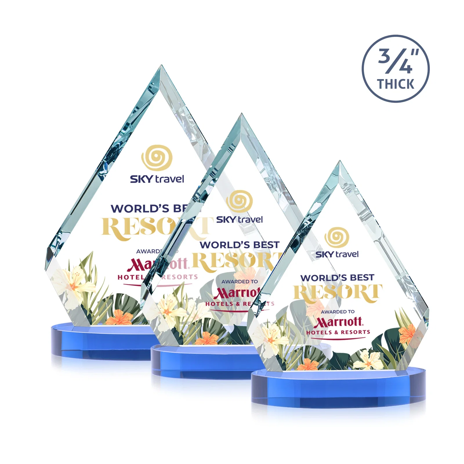 Promotional Starfire Crystal Diamond Award With a Full-Color Printed Base, awards for retirement presentations