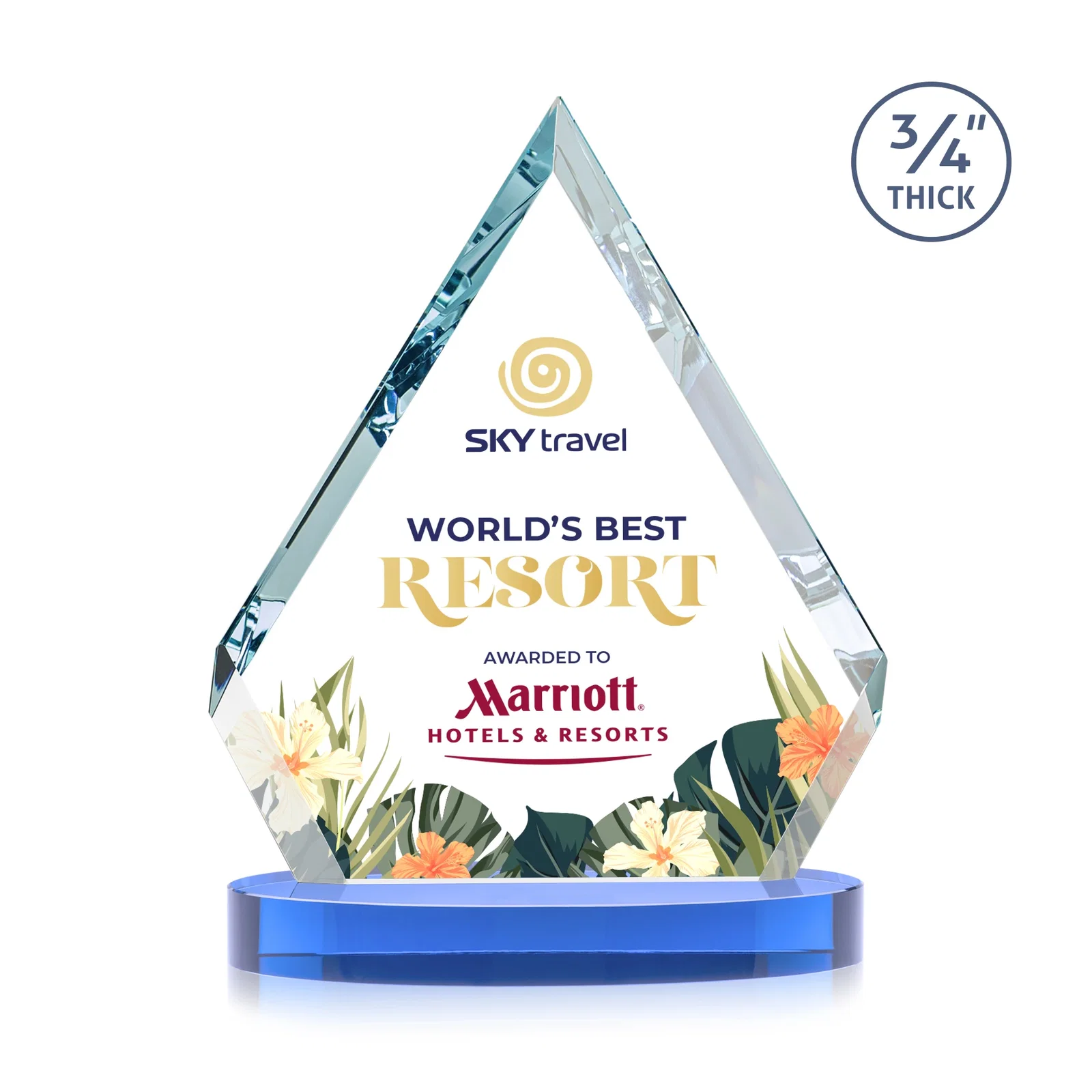 Promotional Starfire Crystal Diamond Award With a Full-Color Printed Base, awards for graduation ceremonies