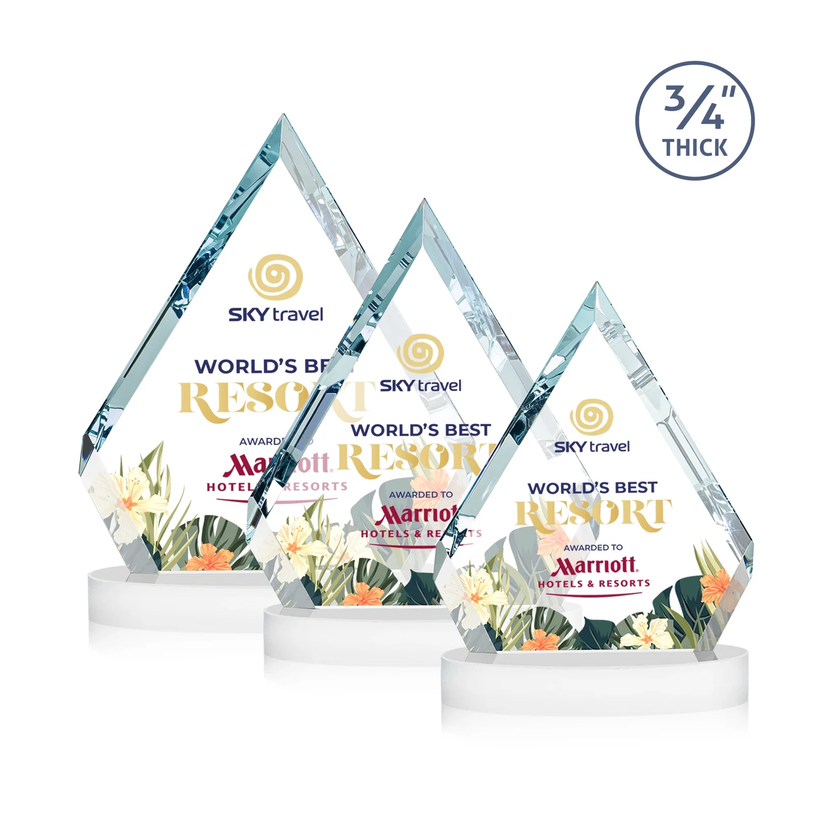 Promotional Starfire Crystal Diamond Award With a Full-Color Printed Base, awards for safety achievement programs