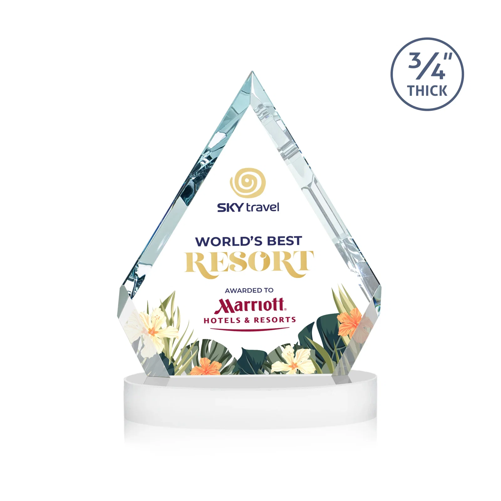 Promotional Starfire Crystal Diamond Award With a Full-Color Printed Base, awards for volunteer appreciation