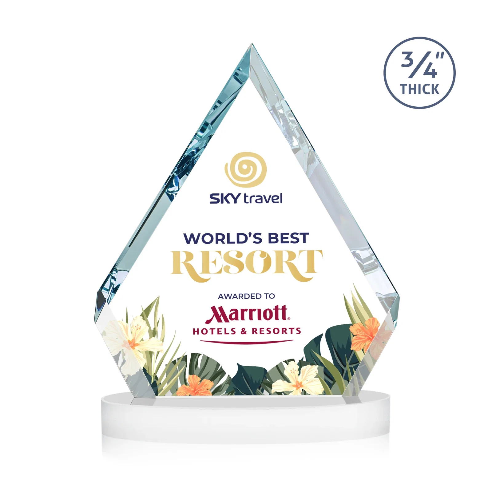 Promotional Starfire Crystal Diamond Award With a Full-Color Printed Base, awards for company anniversary events