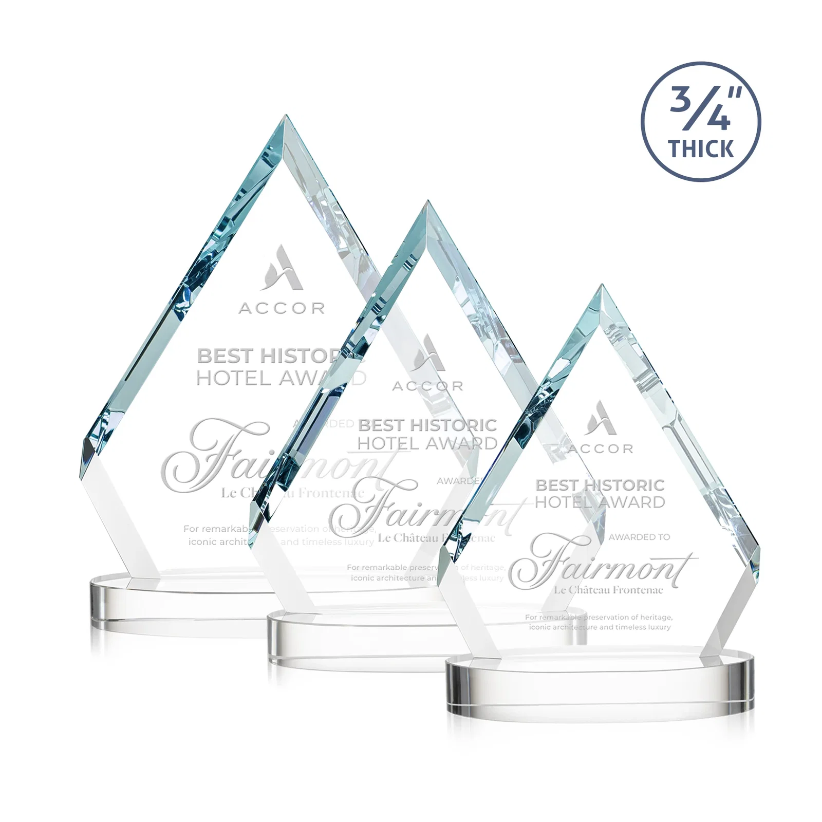 Branded Starfire Crystal Diamond Award With a Full-Color Printed Base, awards for employee recognition