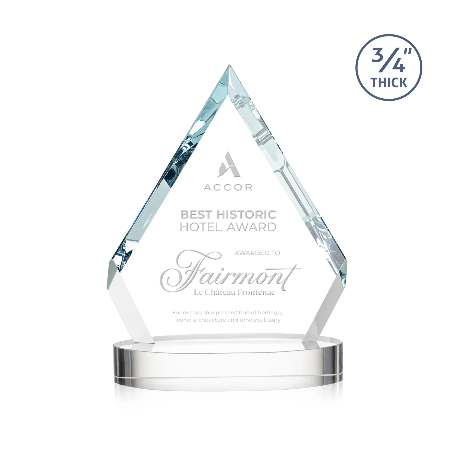 Branded Starfire Crystal Diamond Award With a Full-Color Printed Base, awards for corporate award ceremonies