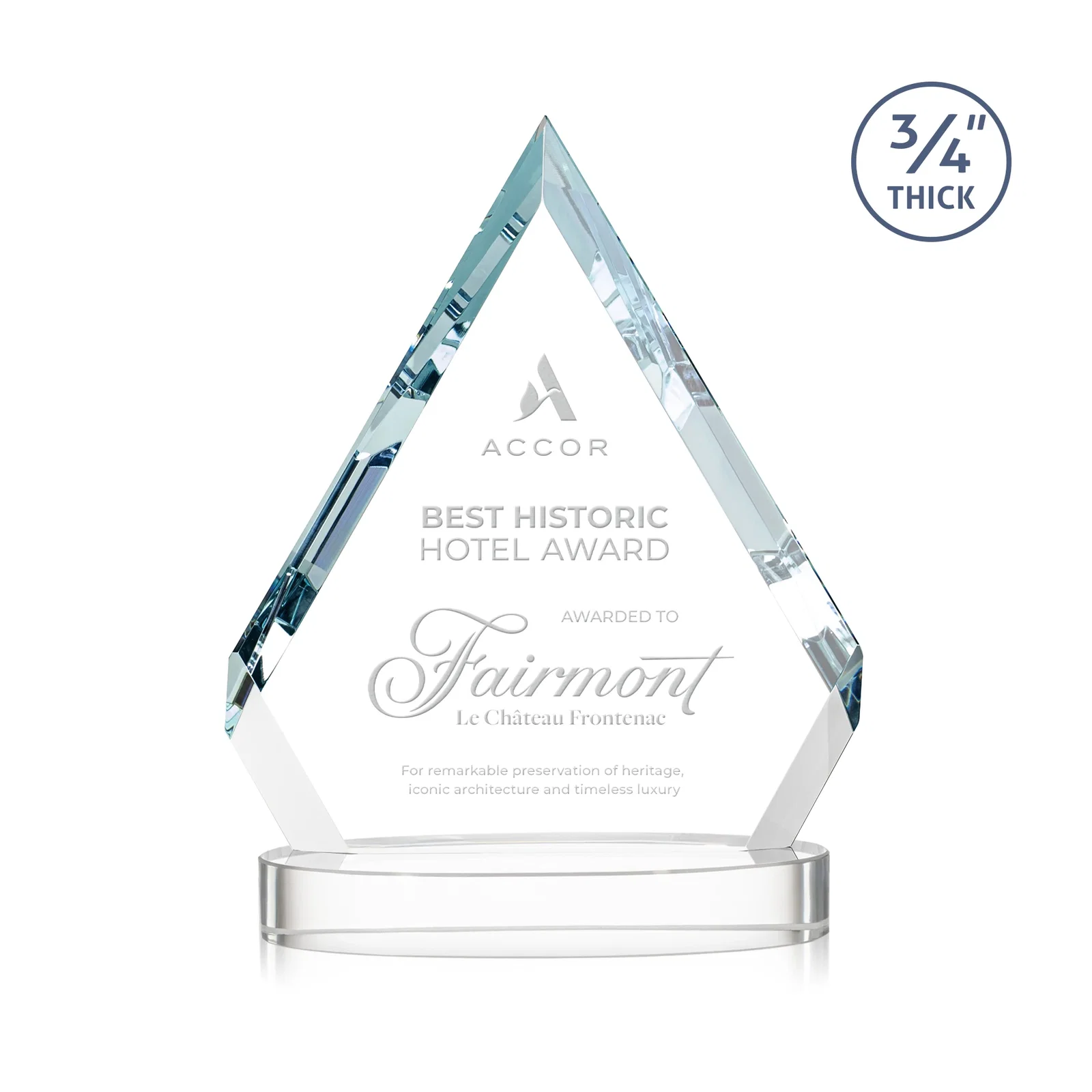 Branded Starfire Crystal Diamond Award With a Full-Color Printed Base, awards for service anniversary gifts