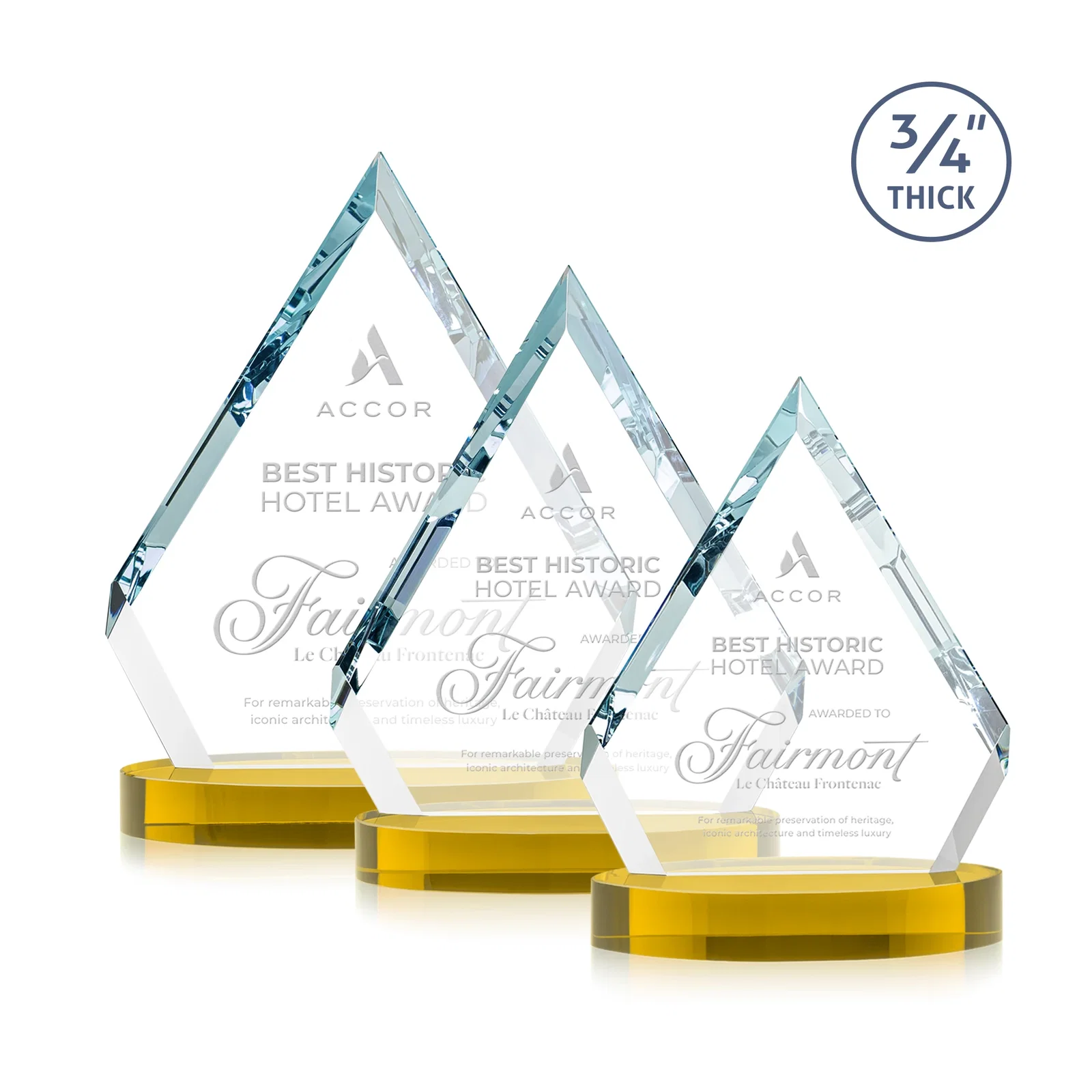 Branded Starfire Crystal Diamond Award With a Full-Color Printed Base, awards for safety achievement programs
