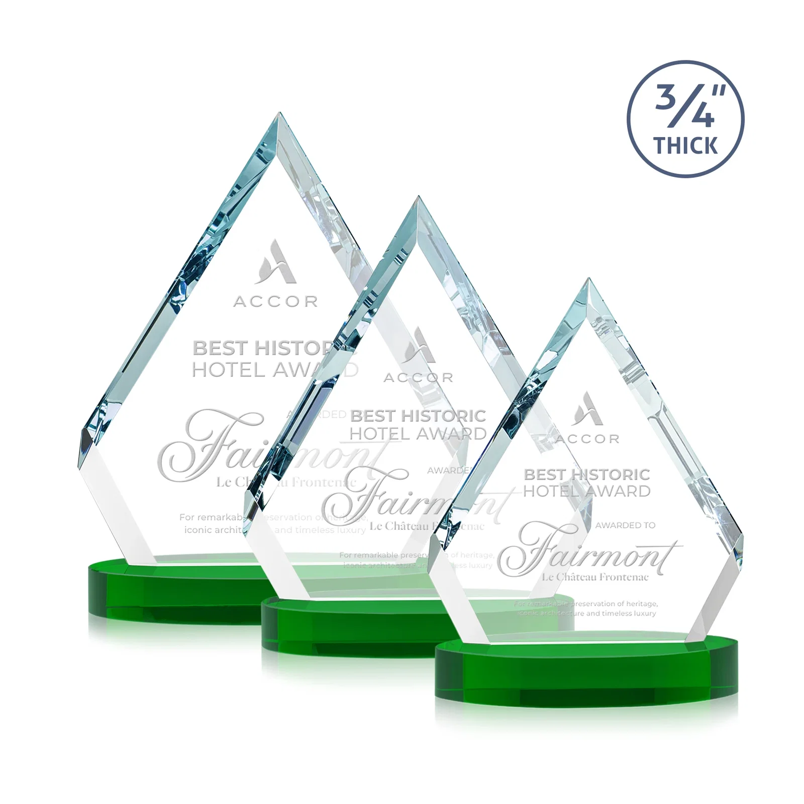 Custom printed Starfire Crystal Diamond Award With a Full-Color Printed Base, awards for employee recognition