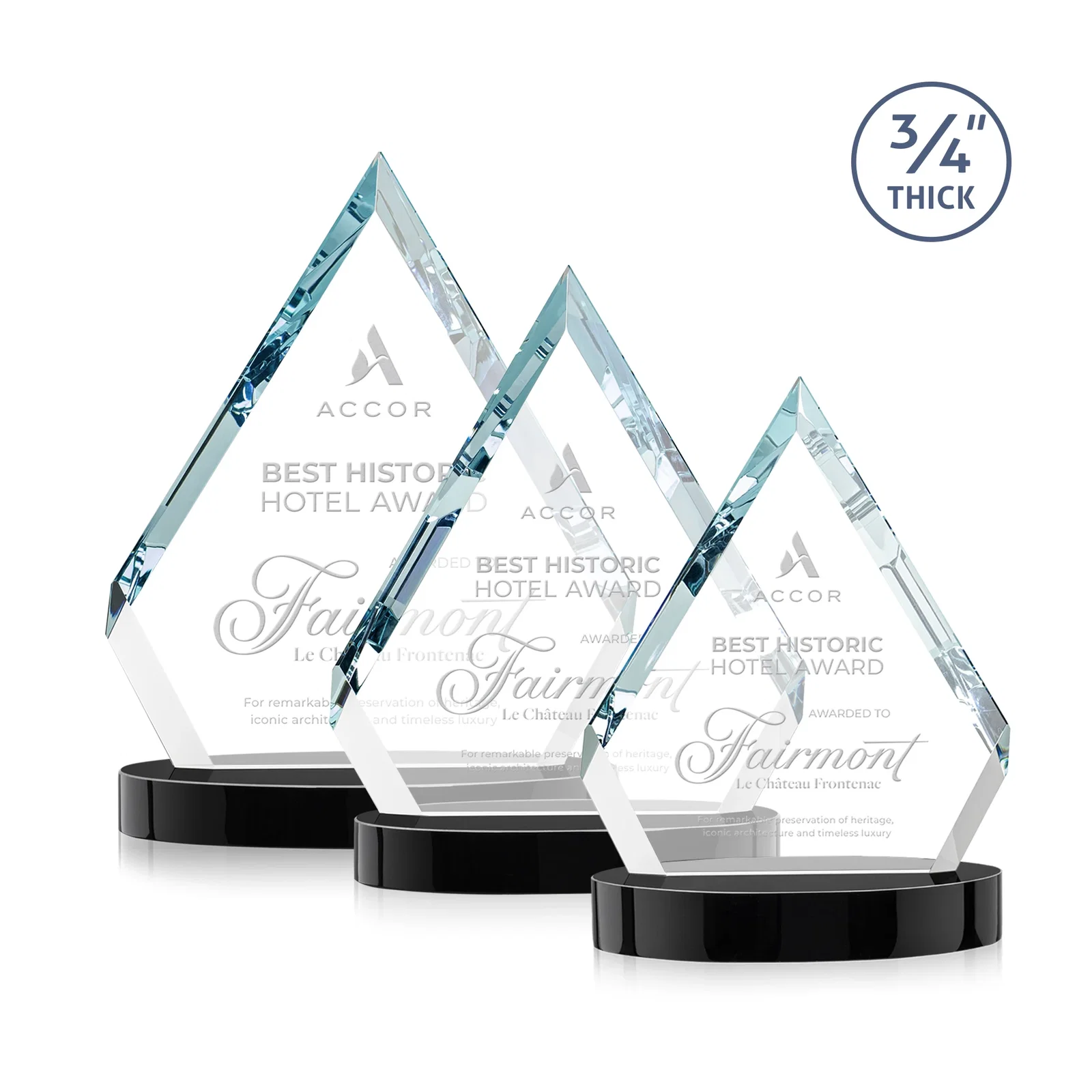 Custom printed Starfire Crystal Diamond Award With a Full-Color Printed Base, awards for retirement presentations