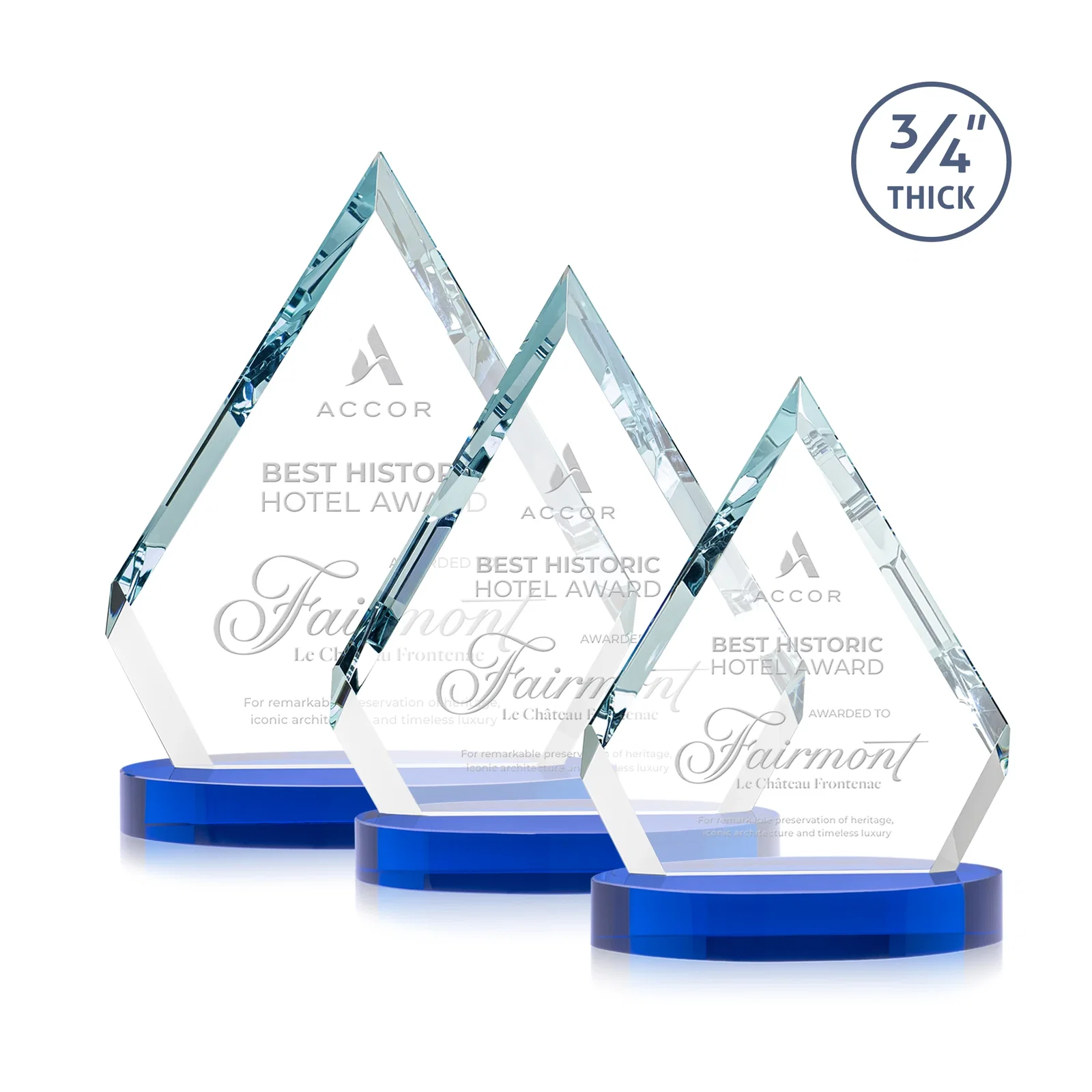Custom printed Starfire Crystal Diamond Award With a Full-Color Printed Base, awards for safety achievement programs