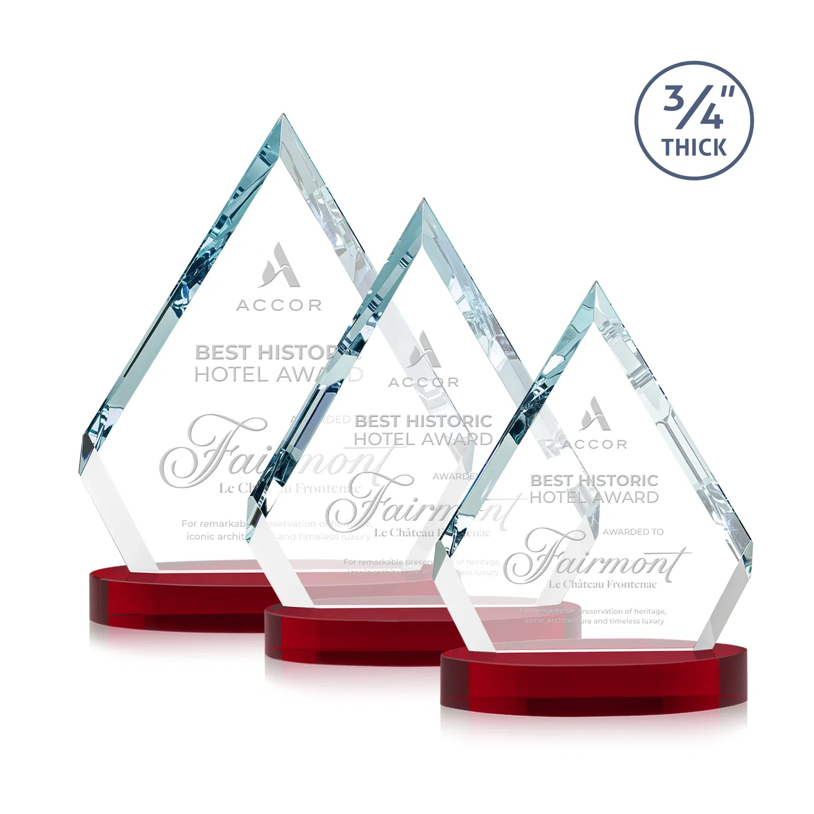 Customized Starfire Crystal Diamond Award With a Full-Color Printed Base, awards for employee recognition