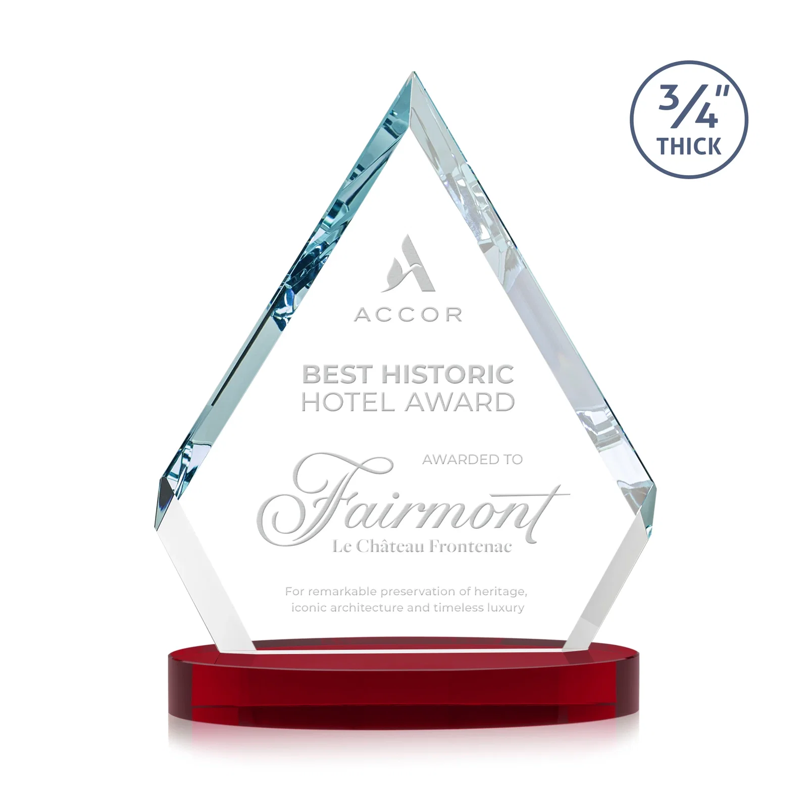 Customized Starfire Crystal Diamond Award With a Full-Color Printed Base, awards for sales achievement awards