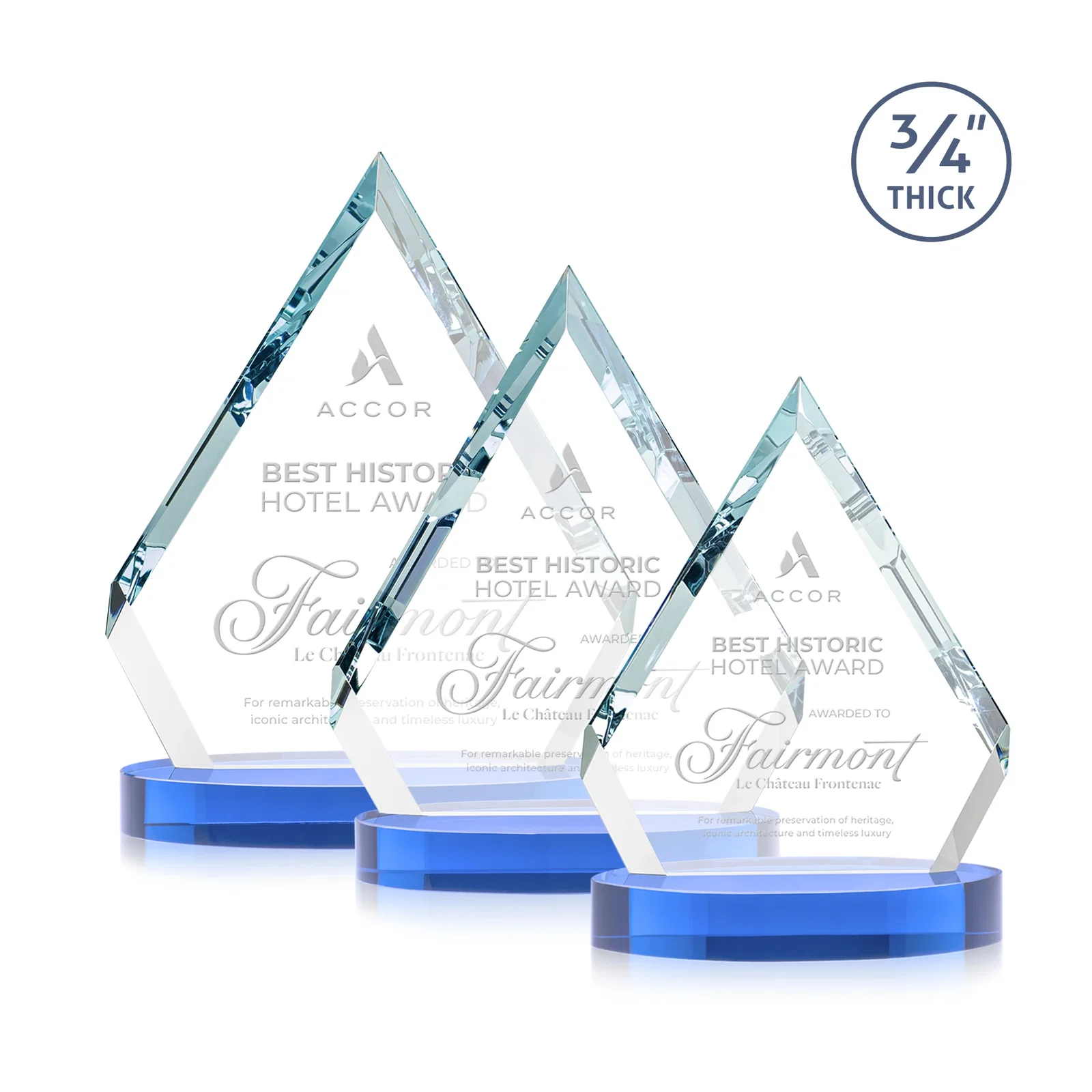 Customized Starfire Crystal Diamond Award With a Full-Color Printed Base, awards for retirement presentations