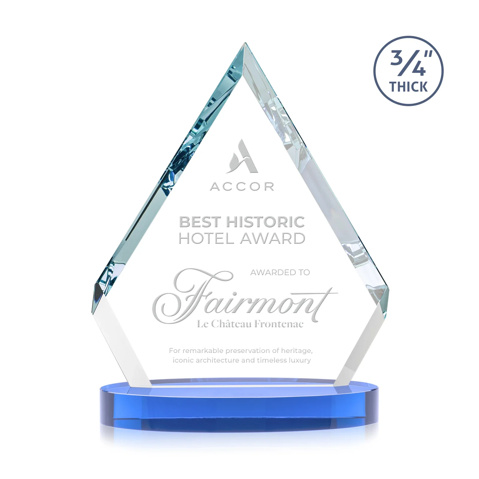 Customized Starfire Crystal Diamond Award With a Full-Color Printed Base, awards for graduation ceremonies
