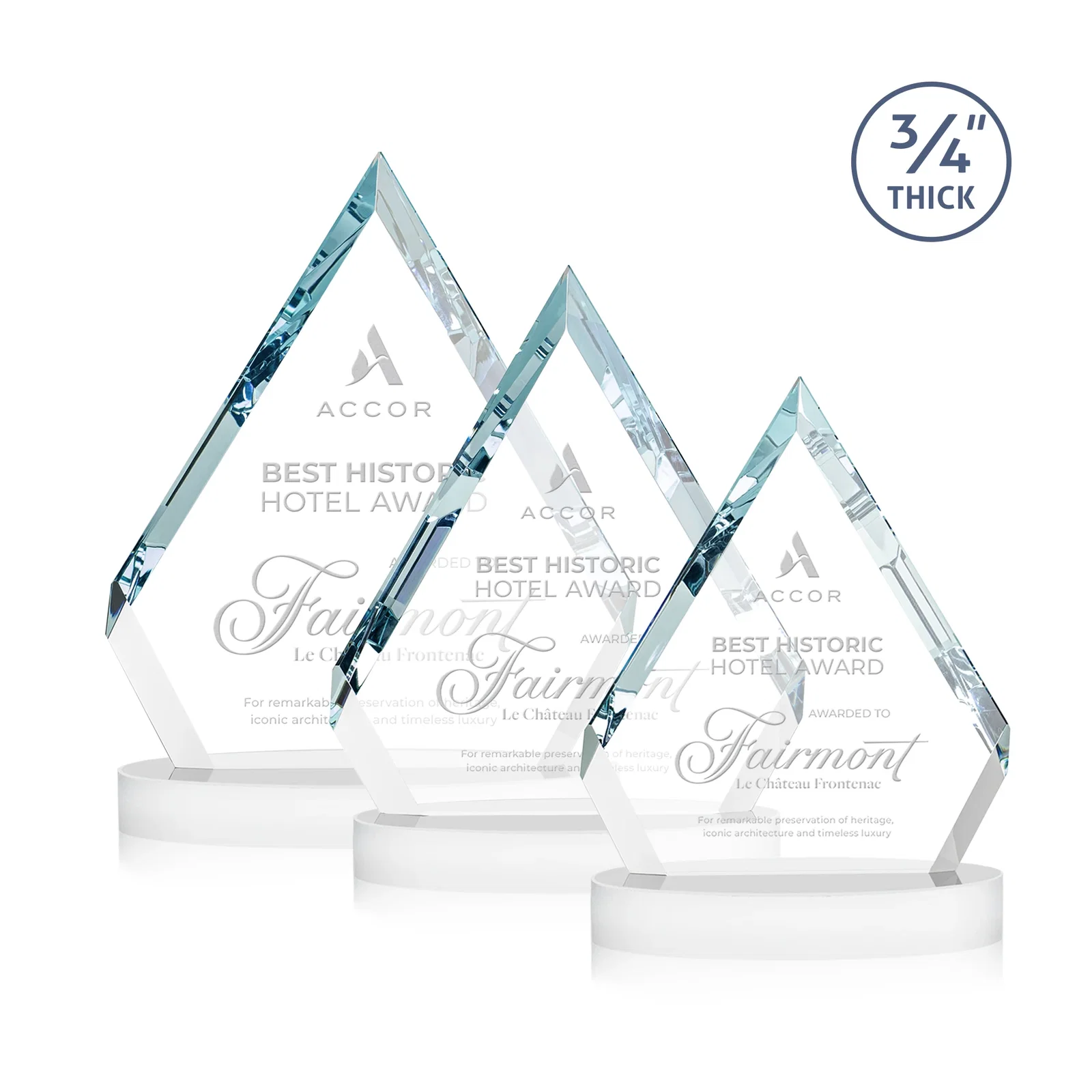 Customized Starfire Crystal Diamond Award With a Full-Color Printed Base, awards for safety achievement programs