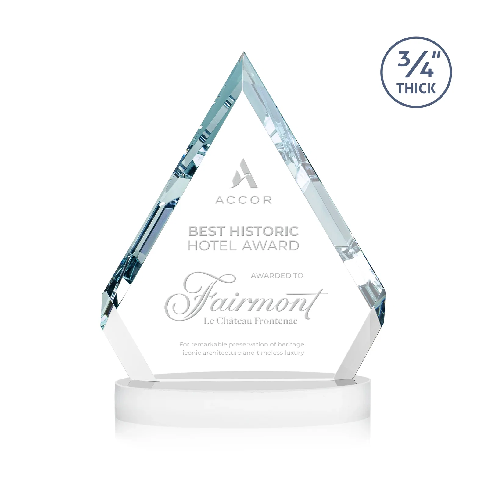 Customized Starfire Crystal Diamond Award With a Full-Color Printed Base, awards for dealer and partner awards