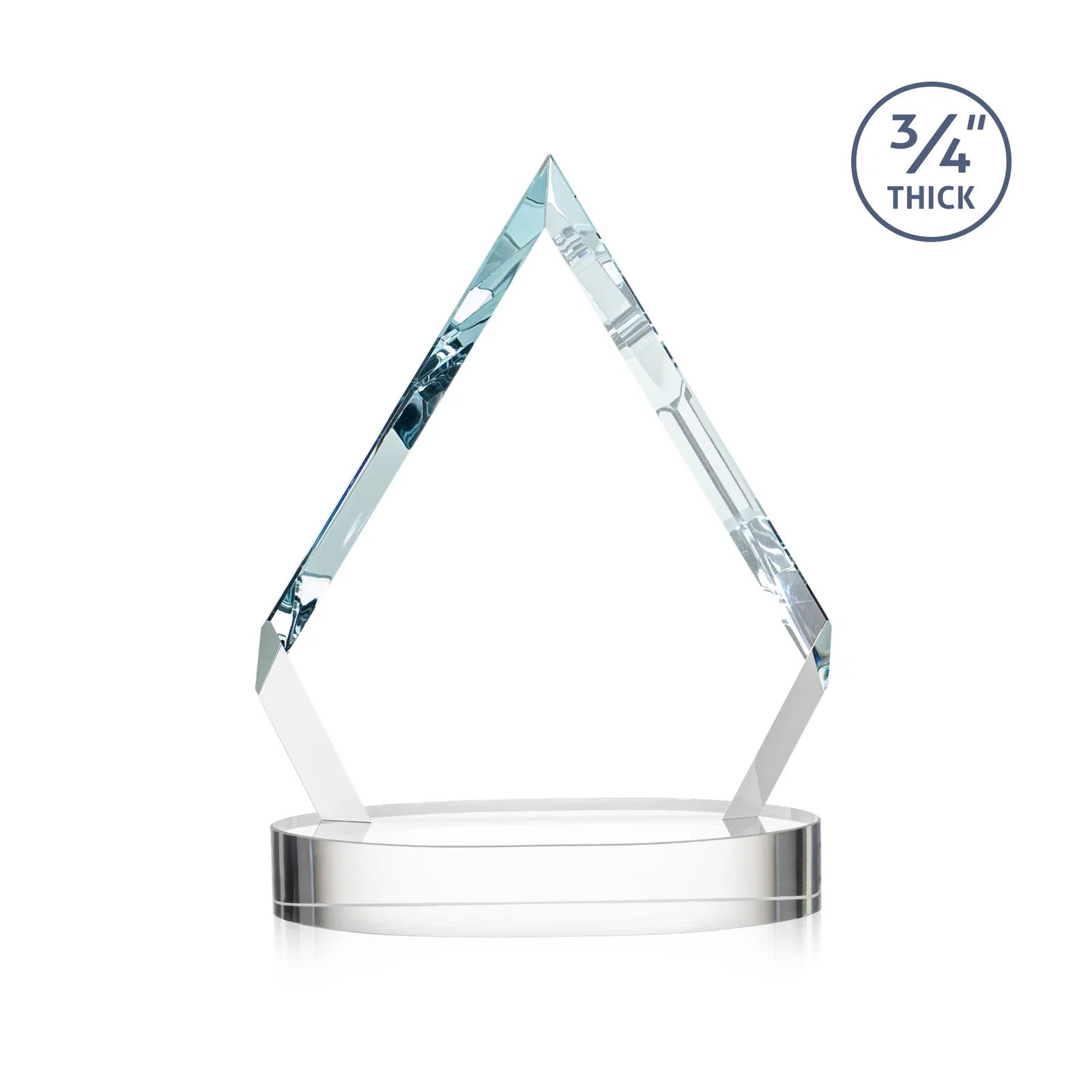 Custom engraved Starfire Crystal Diamond Award With a Full-Color Printed Base, awards for employee recognition