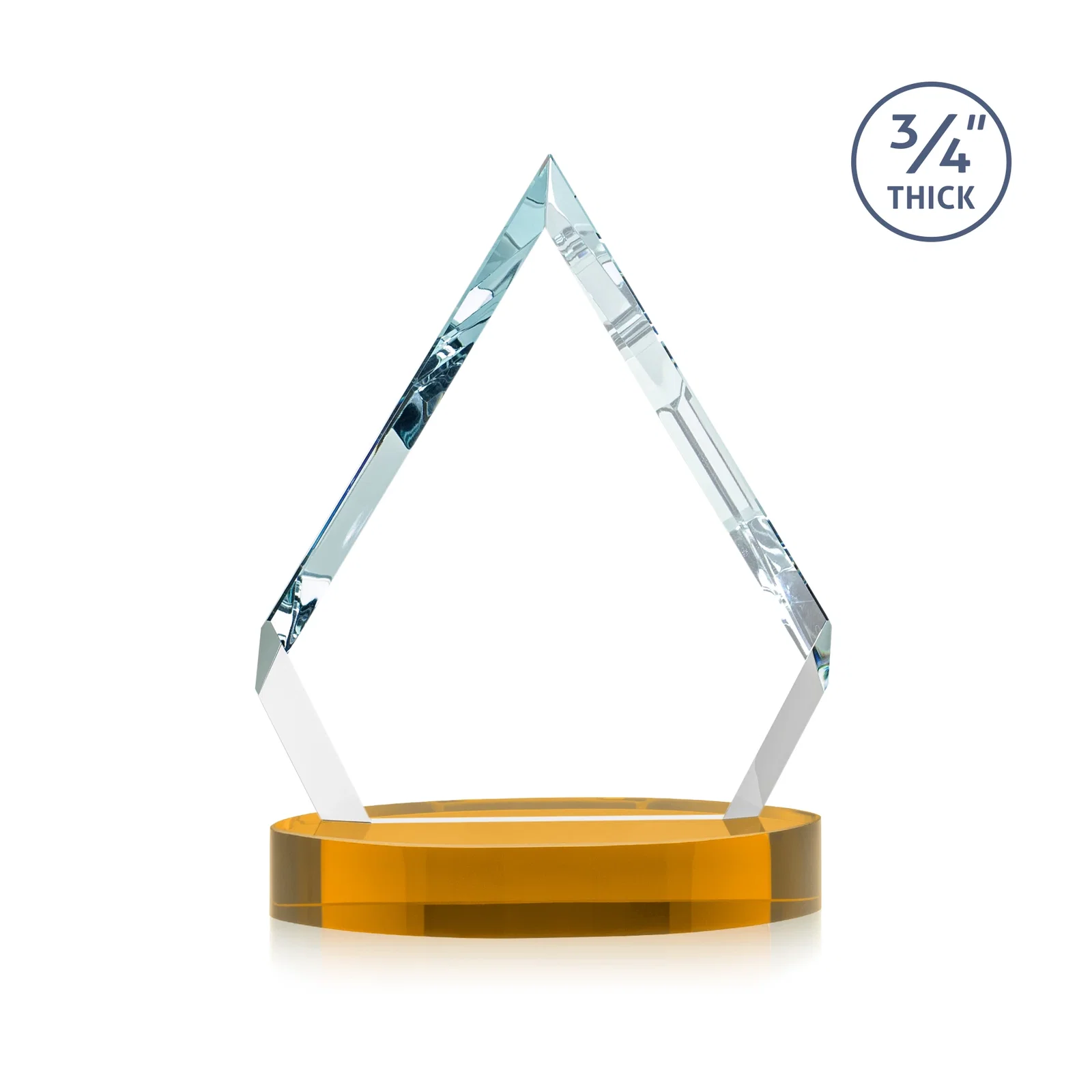 Custom engraved Starfire Crystal Diamond Award With a Full-Color Printed Base, awards for sales achievement awards