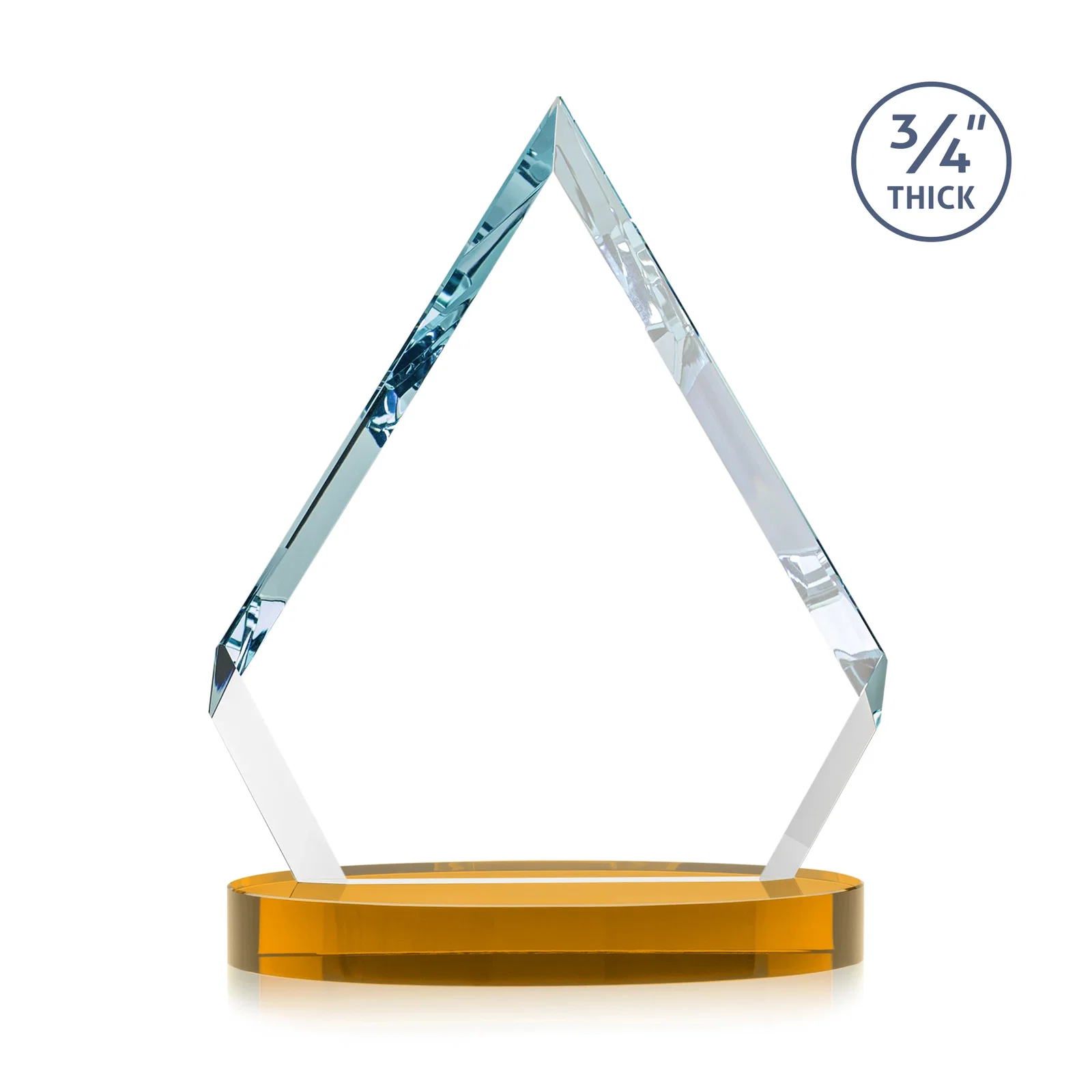 Custom engraved Starfire Crystal Diamond Award With a Full-Color Printed Base, awards for team milestone celebrations
