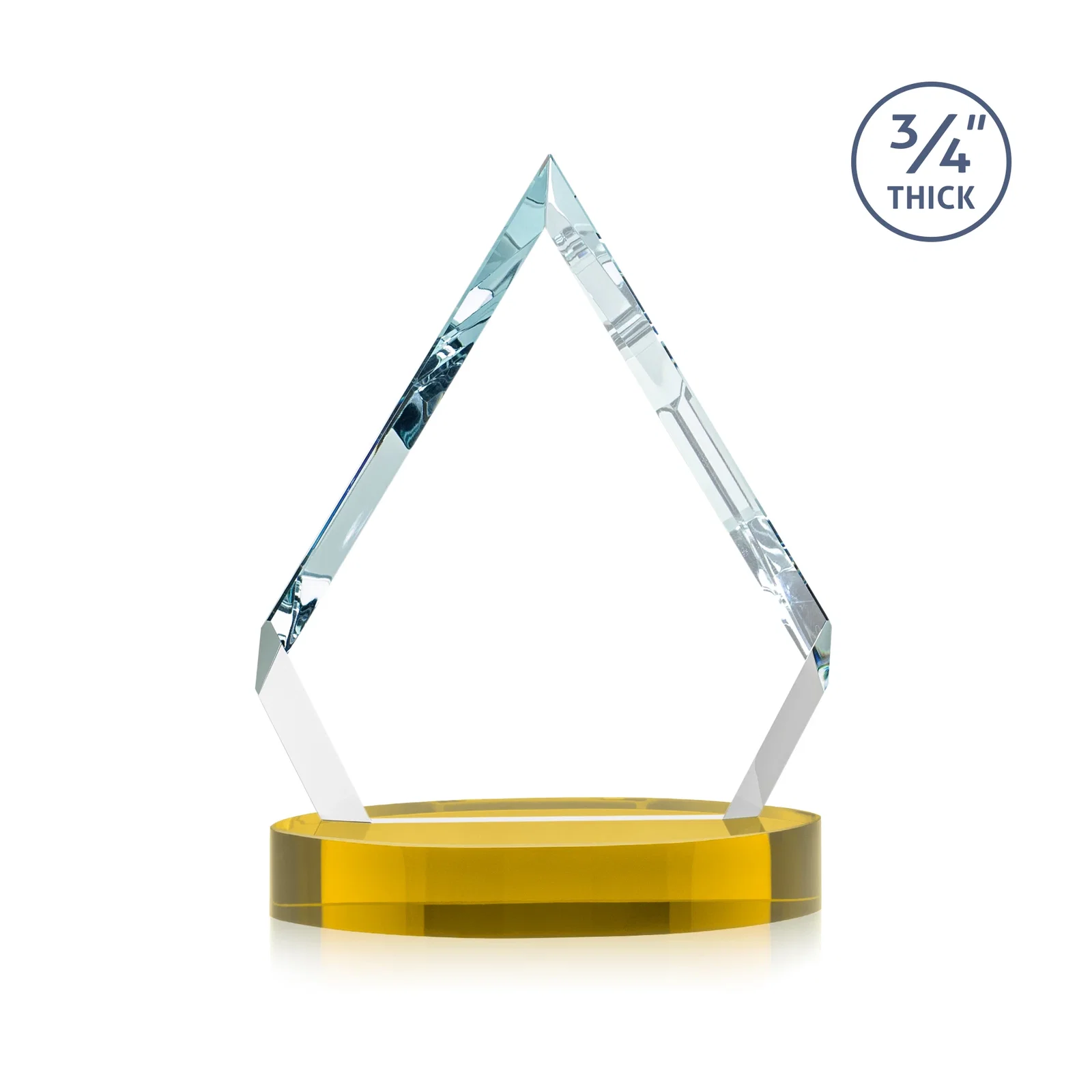 Custom engraved Starfire Crystal Diamond Award With a Full-Color Printed Base, awards for donor appreciation