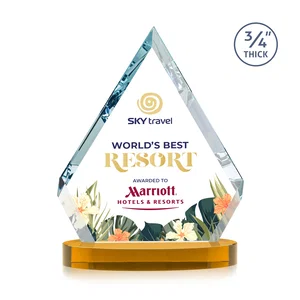 Starfire Crystal Diamond Award With a Full-Color Printed Base