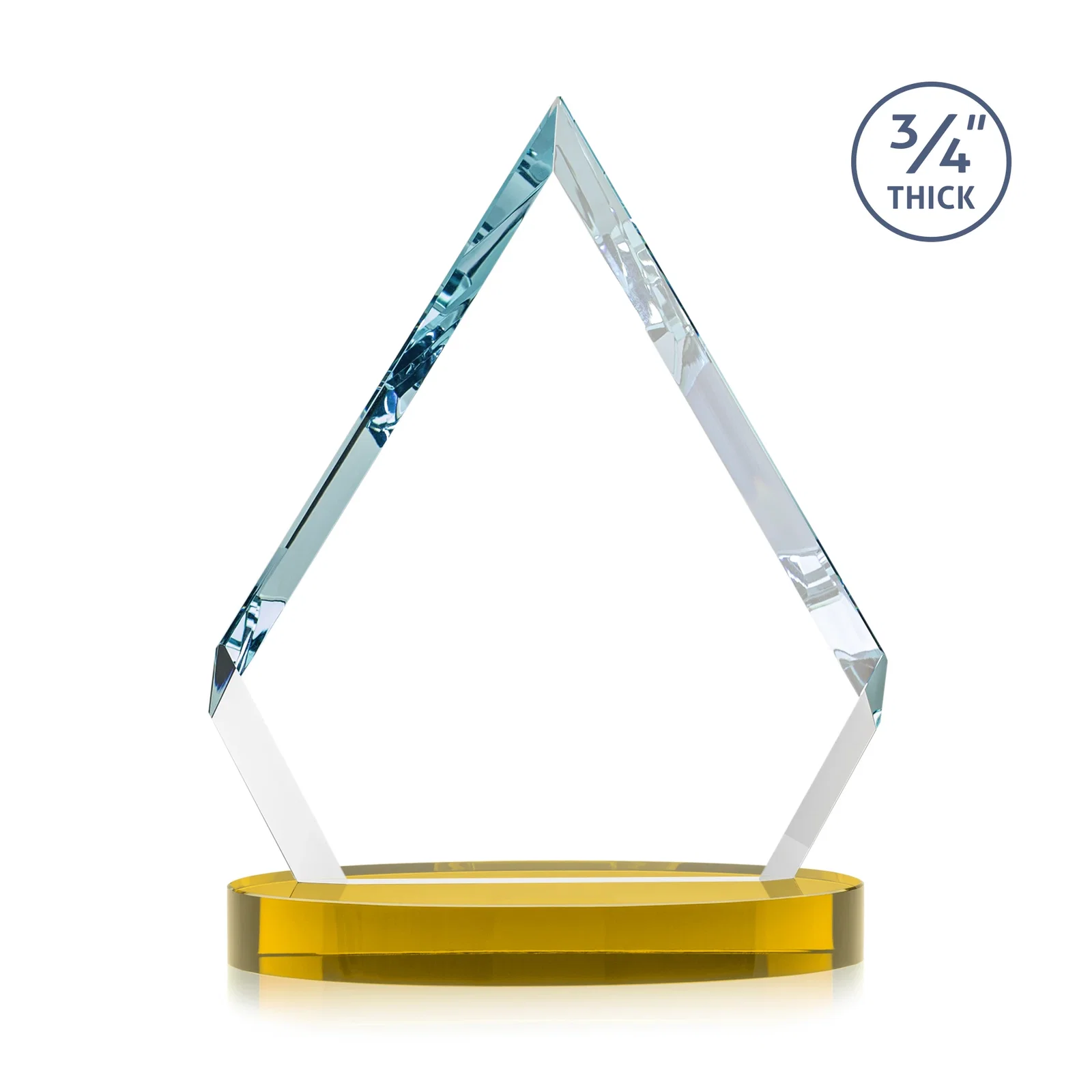 Custom engraved Starfire Crystal Diamond Award With a Full-Color Printed Base, awards for safety achievement programs