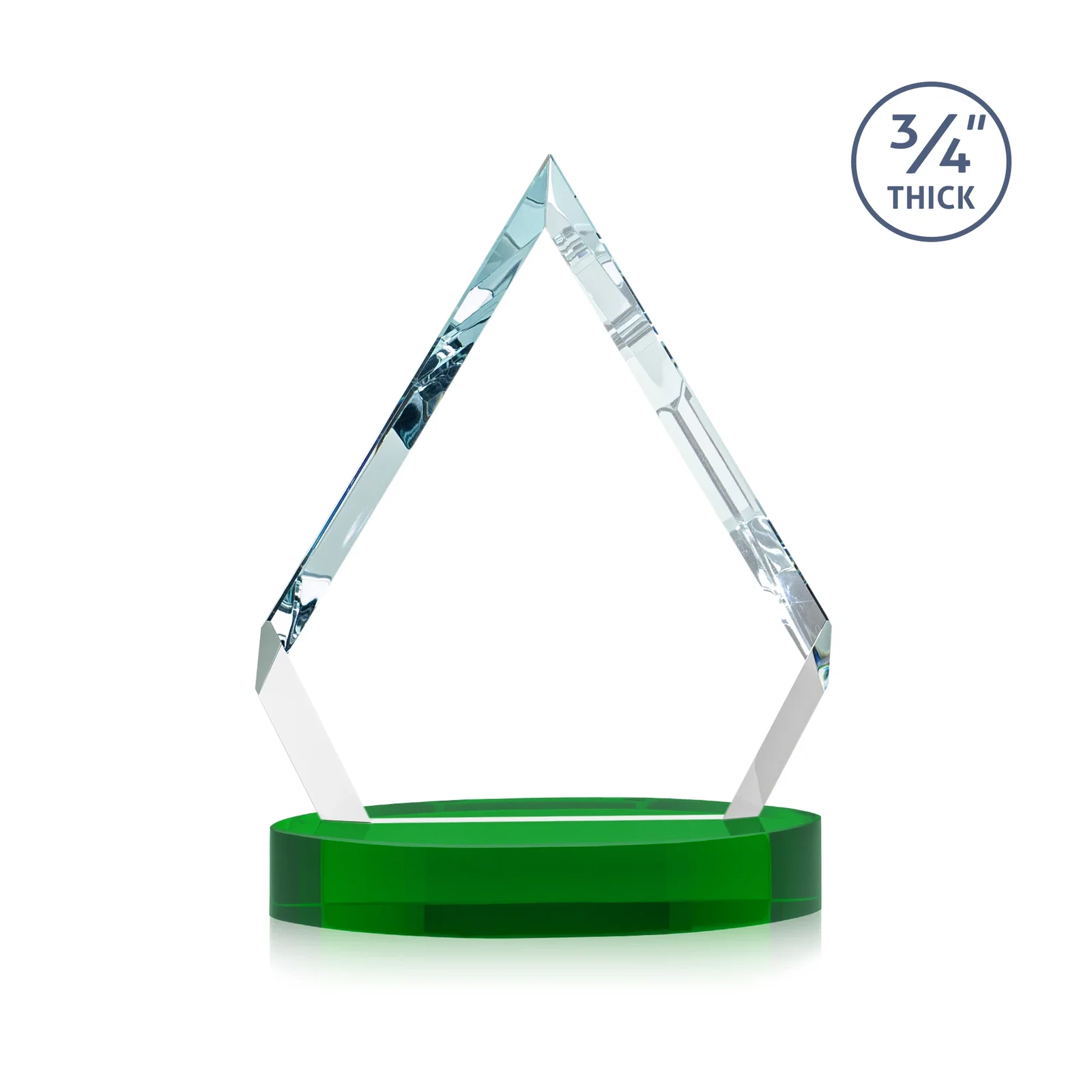 Custom engraved Starfire Crystal Diamond Award With a Full-Color Printed Base, awards for volunteer appreciation