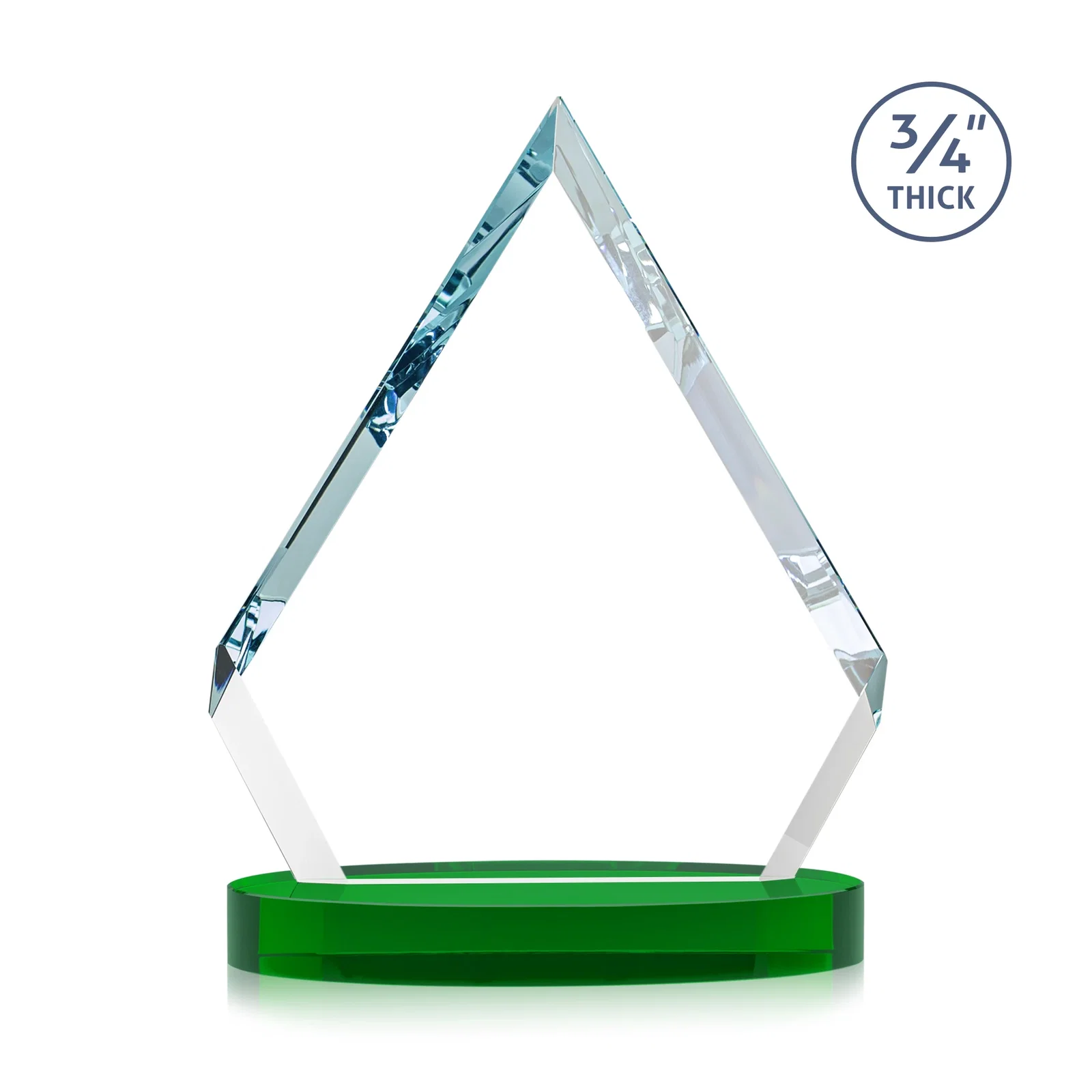 Custom engraved Starfire Crystal Diamond Award With a Full-Color Printed Base, awards for company anniversary events