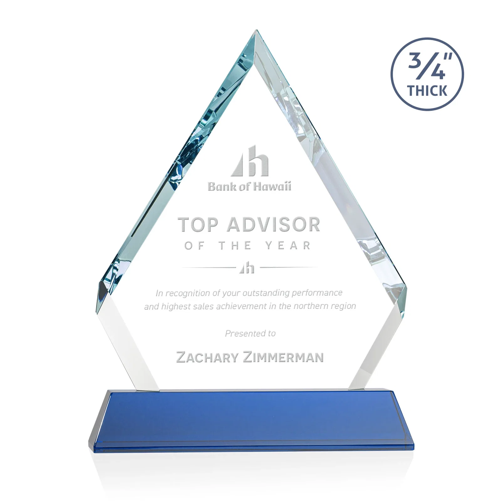 Personalized Starfire Crystal Diamond Award on a Tall Tapered Base, awards for graduation ceremonies