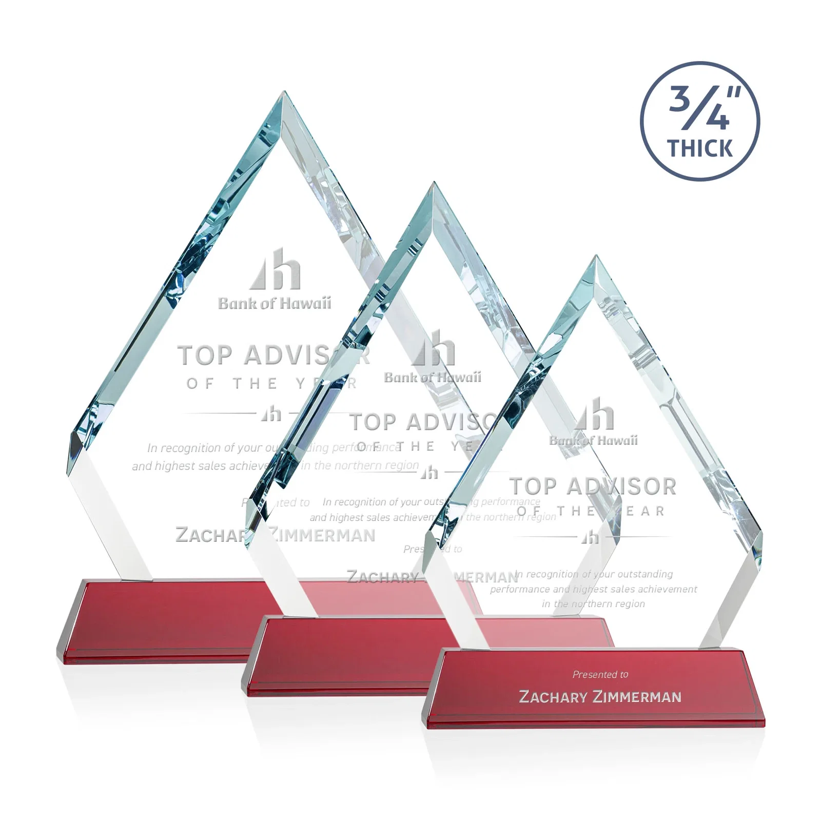 Personalized Starfire Crystal Diamond Award on a Tall Tapered Base, awards for safety achievement programs