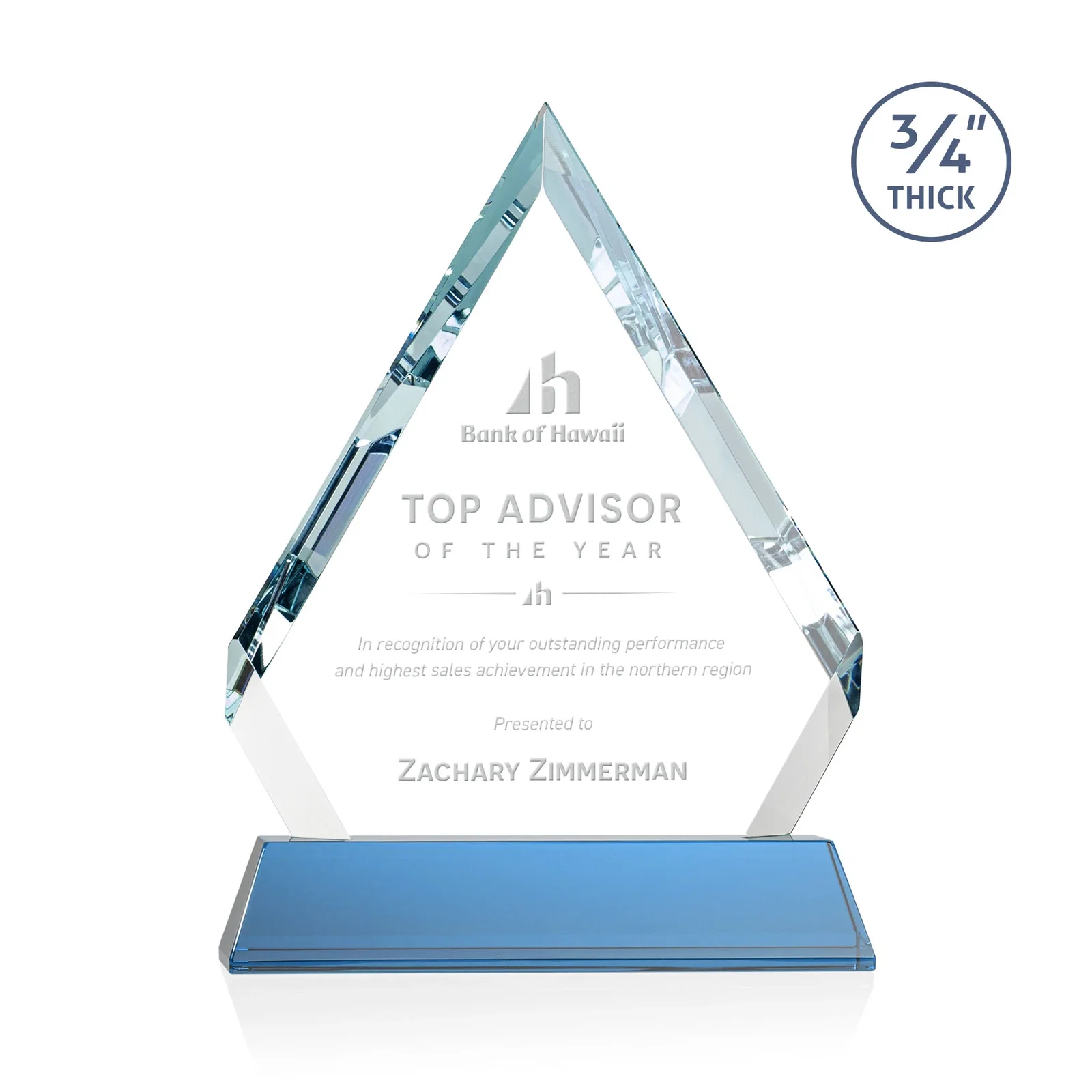 Promotional Starfire Crystal Diamond Award on a Tall Tapered Base, awards for service anniversary gifts