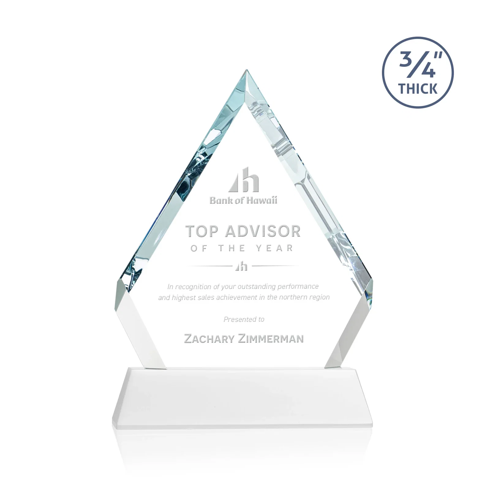 Promotional Starfire Crystal Diamond Award on a Tall Tapered Base, awards for team milestone celebrations