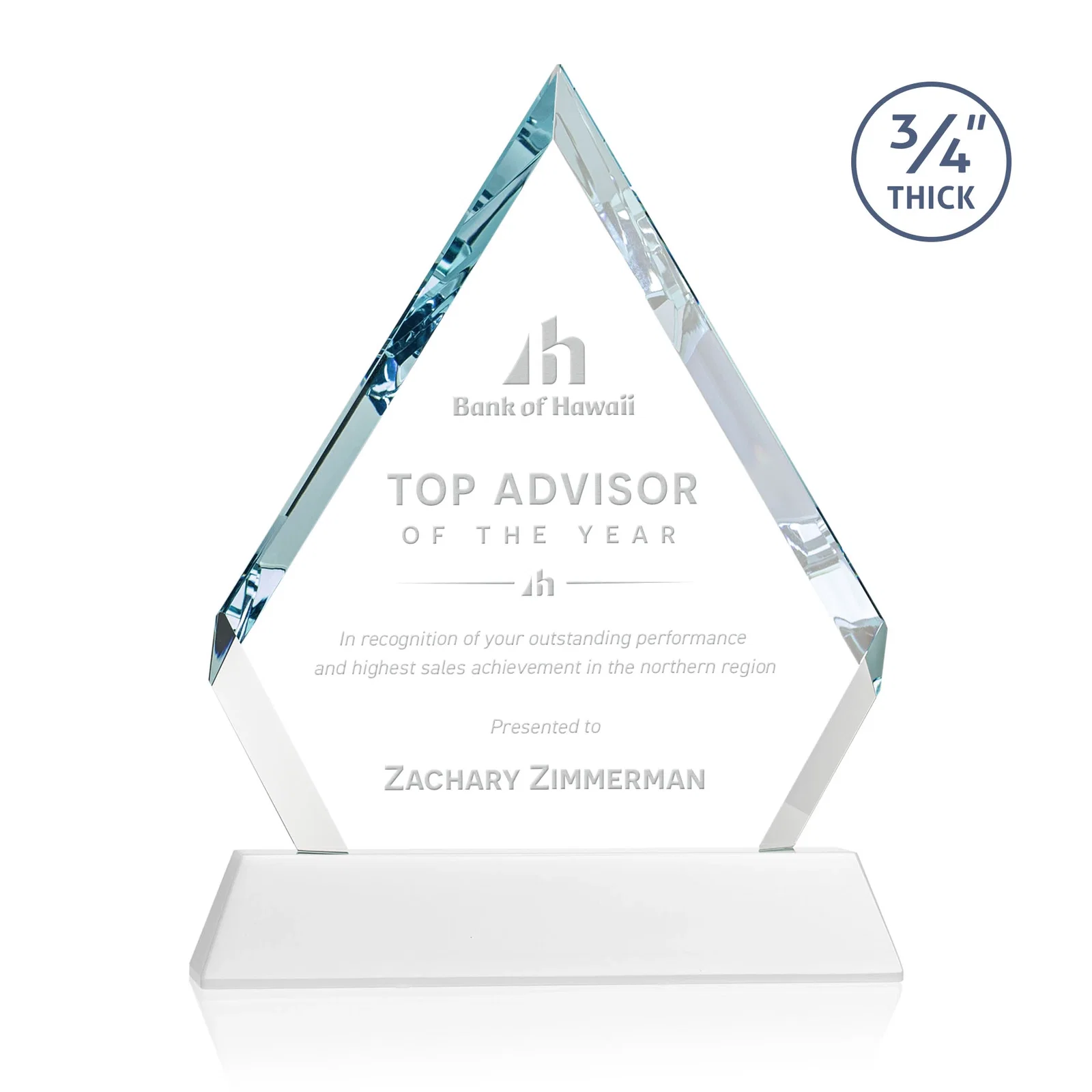 Promotional Starfire Crystal Diamond Award on a Tall Tapered Base, awards for graduation ceremonies