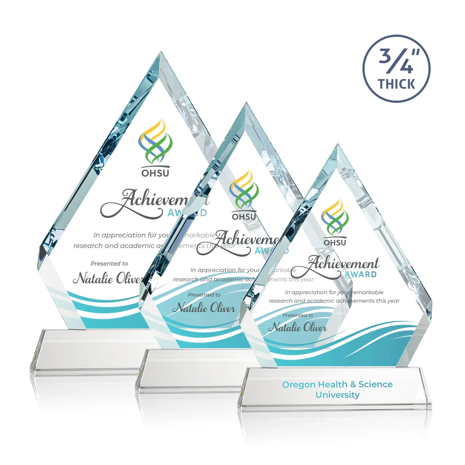 Promotional Starfire Crystal Diamond Award on a Tall Tapered Base, awards for safety achievement programs