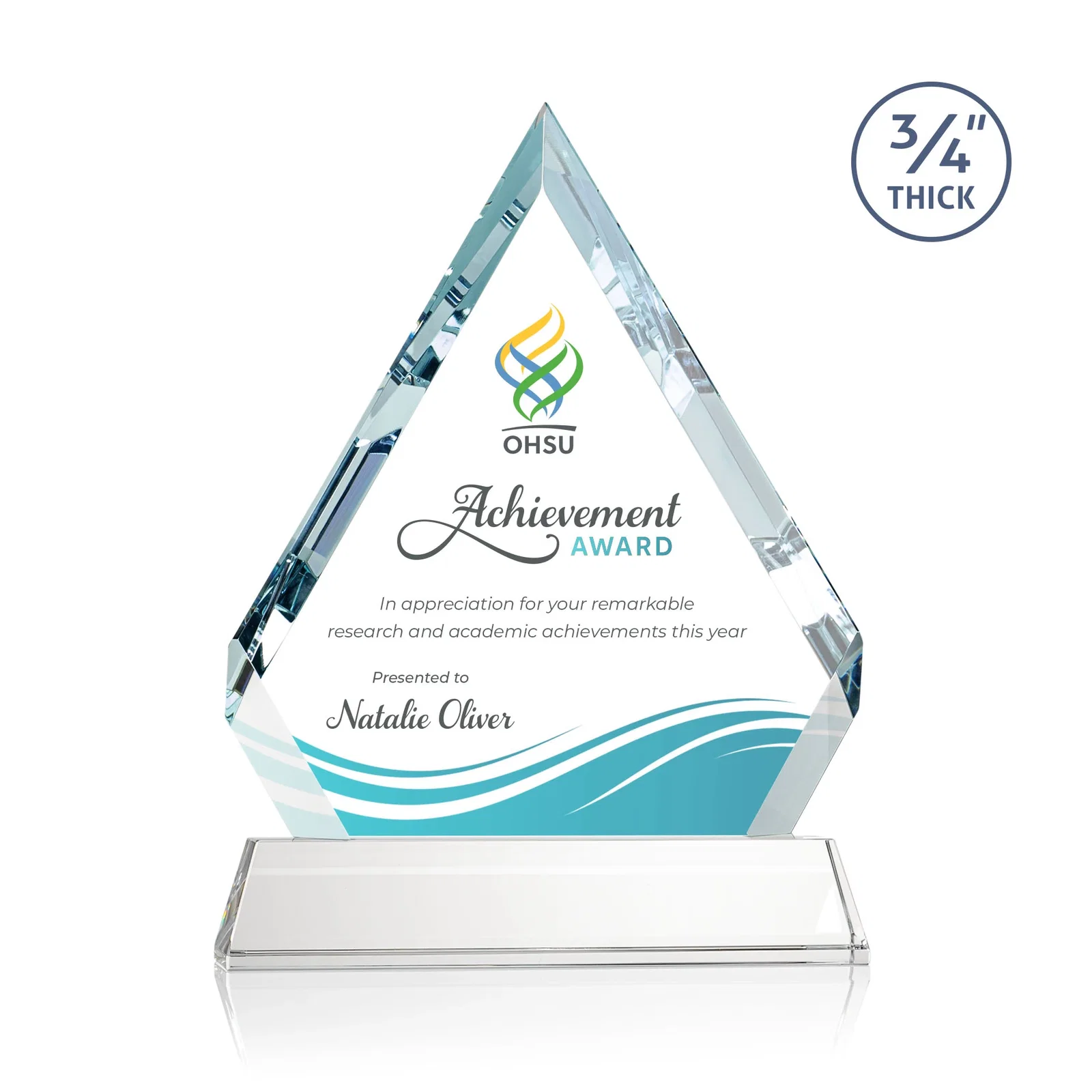 Promotional Starfire Crystal Diamond Award on a Tall Tapered Base, awards for dealer and partner awards