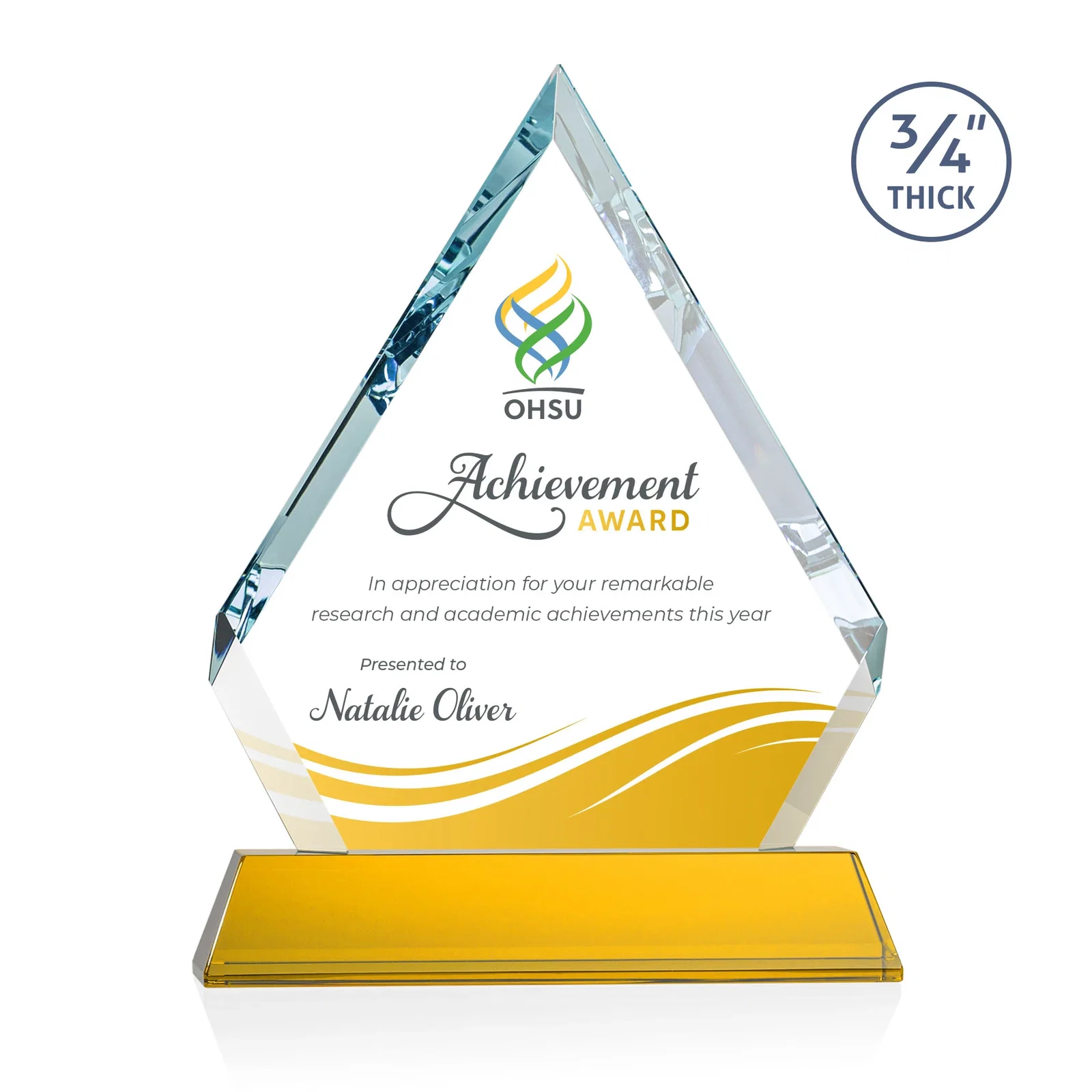 Branded Starfire Crystal Diamond Award on a Tall Tapered Base, awards for sales achievement awards