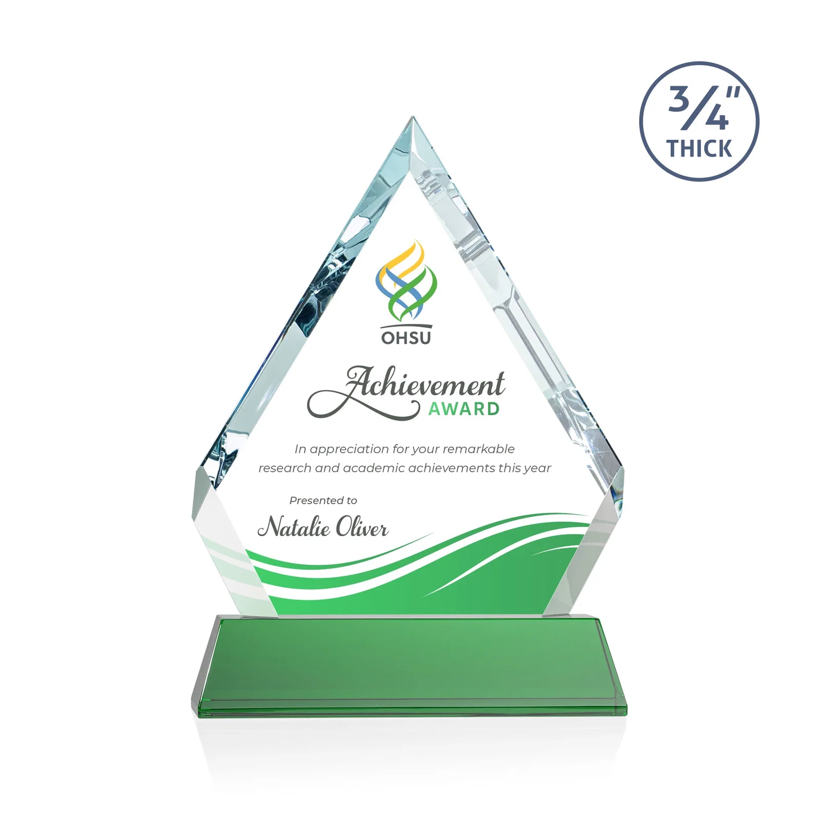 Branded Starfire Crystal Diamond Award on a Tall Tapered Base, awards for team milestone celebrations