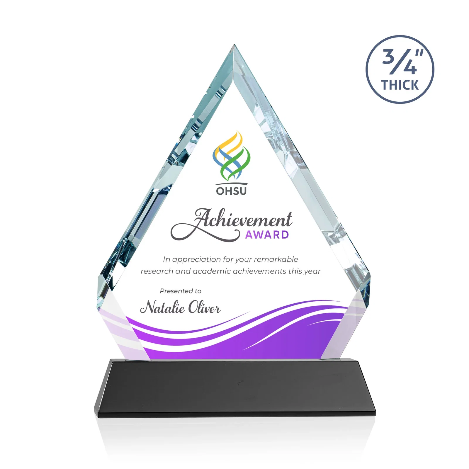Branded Starfire Crystal Diamond Award on a Tall Tapered Base, awards for dealer and partner awards