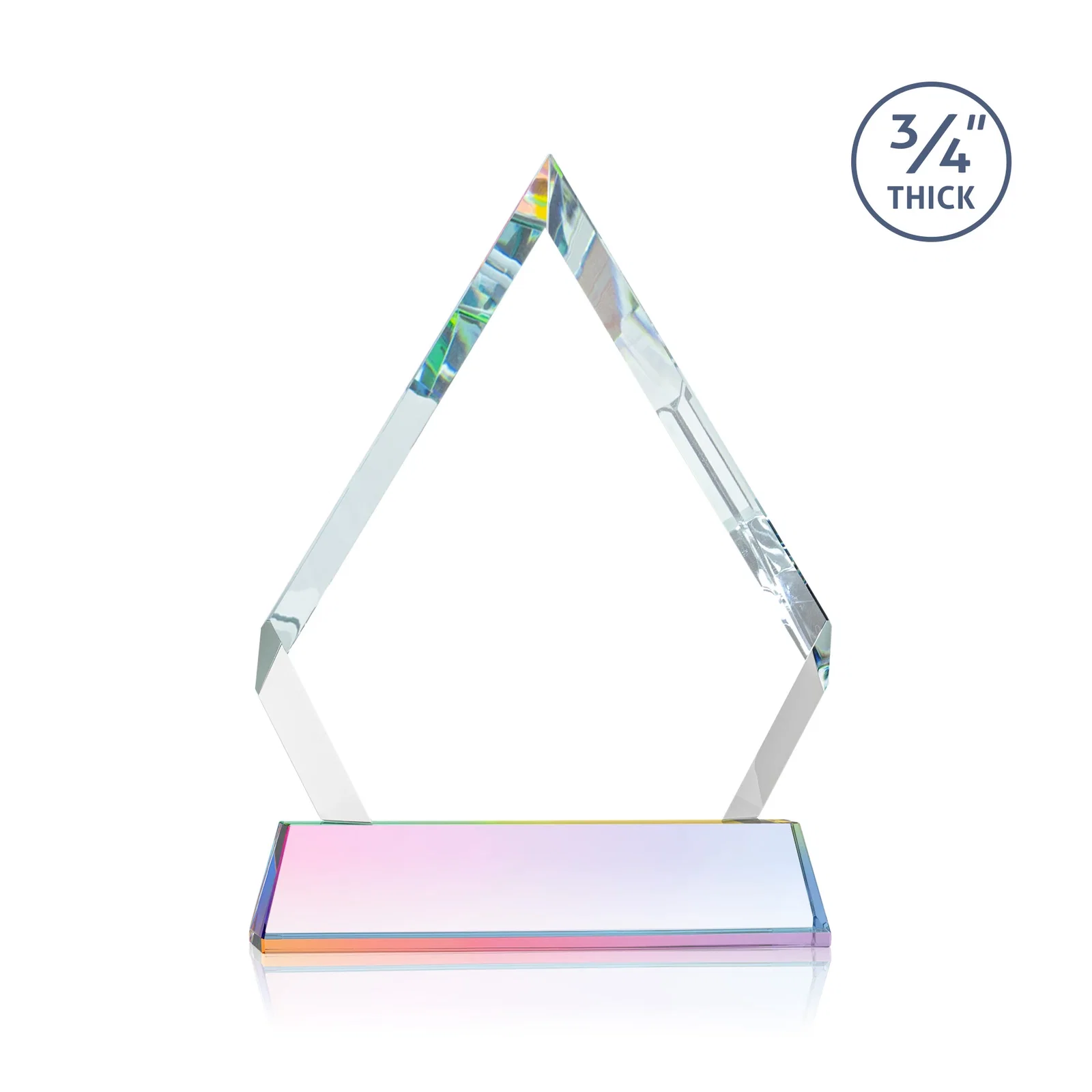 Custom engraved Starfire Crystal Diamond Award on a Tall Tapered Base, awards for employee recognition
