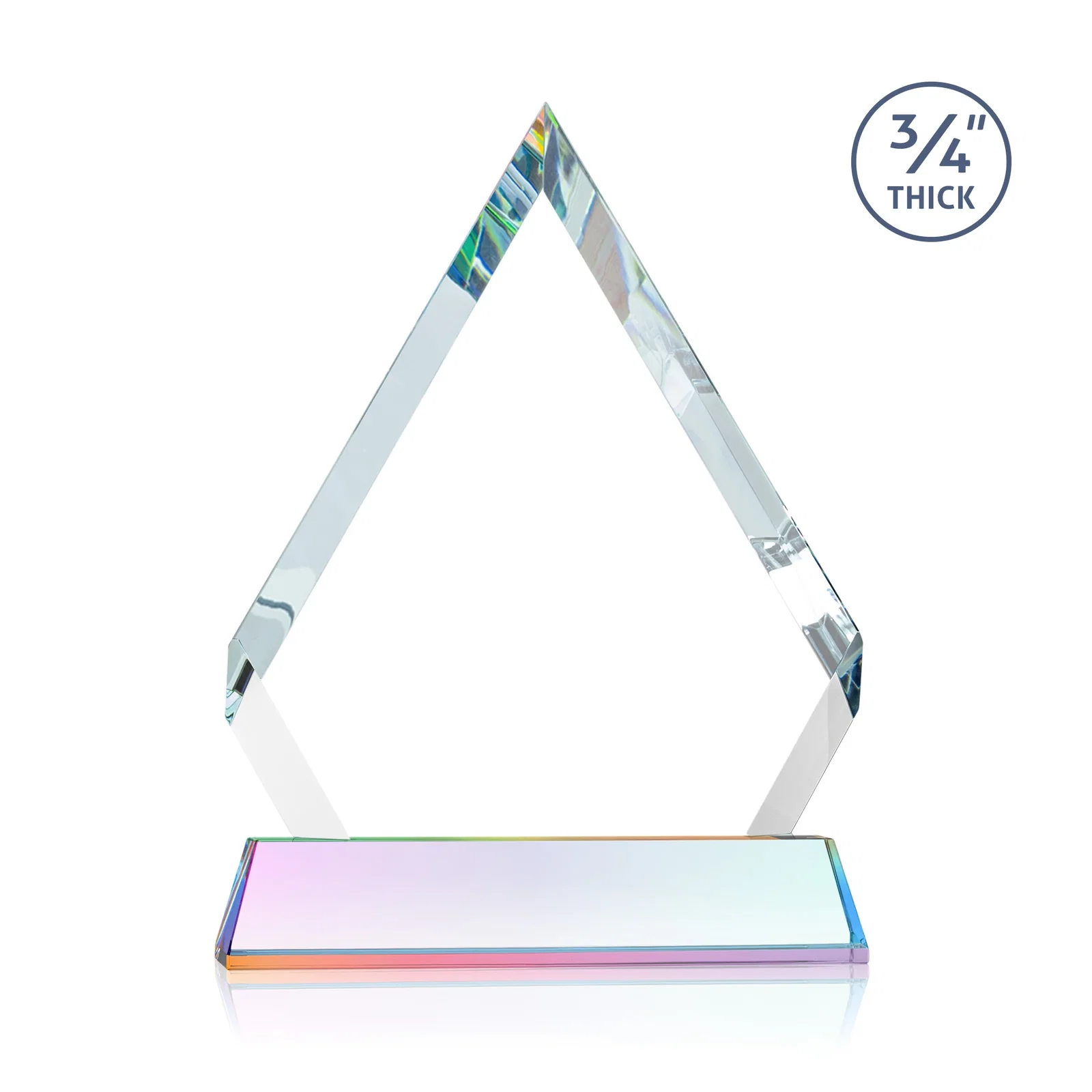 Custom engraved Starfire Crystal Diamond Award on a Tall Tapered Base, awards for corporate award ceremonies