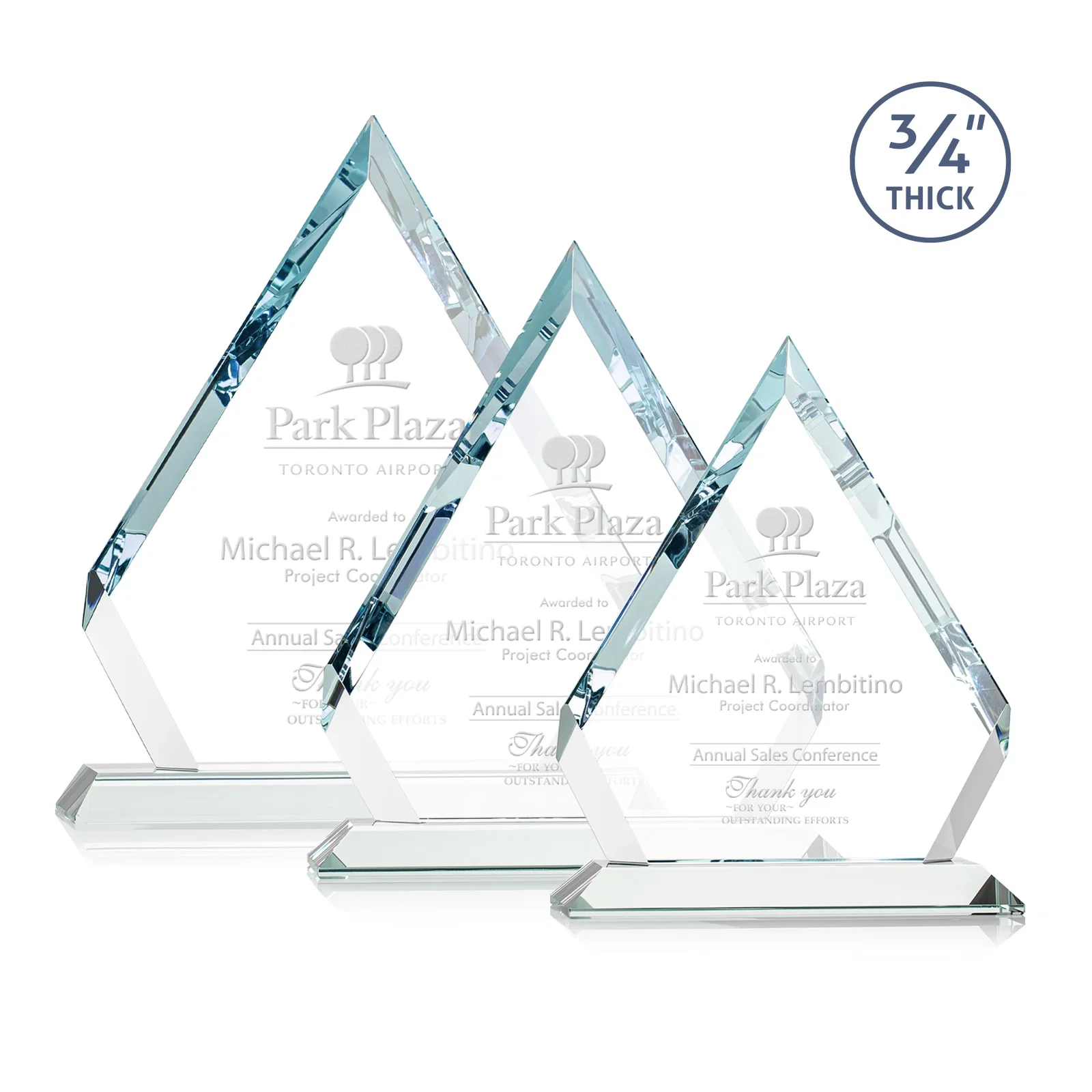Custom Starfire Crystal Diamond Award With Alternating-Angle Bevel Facets for employee recognition