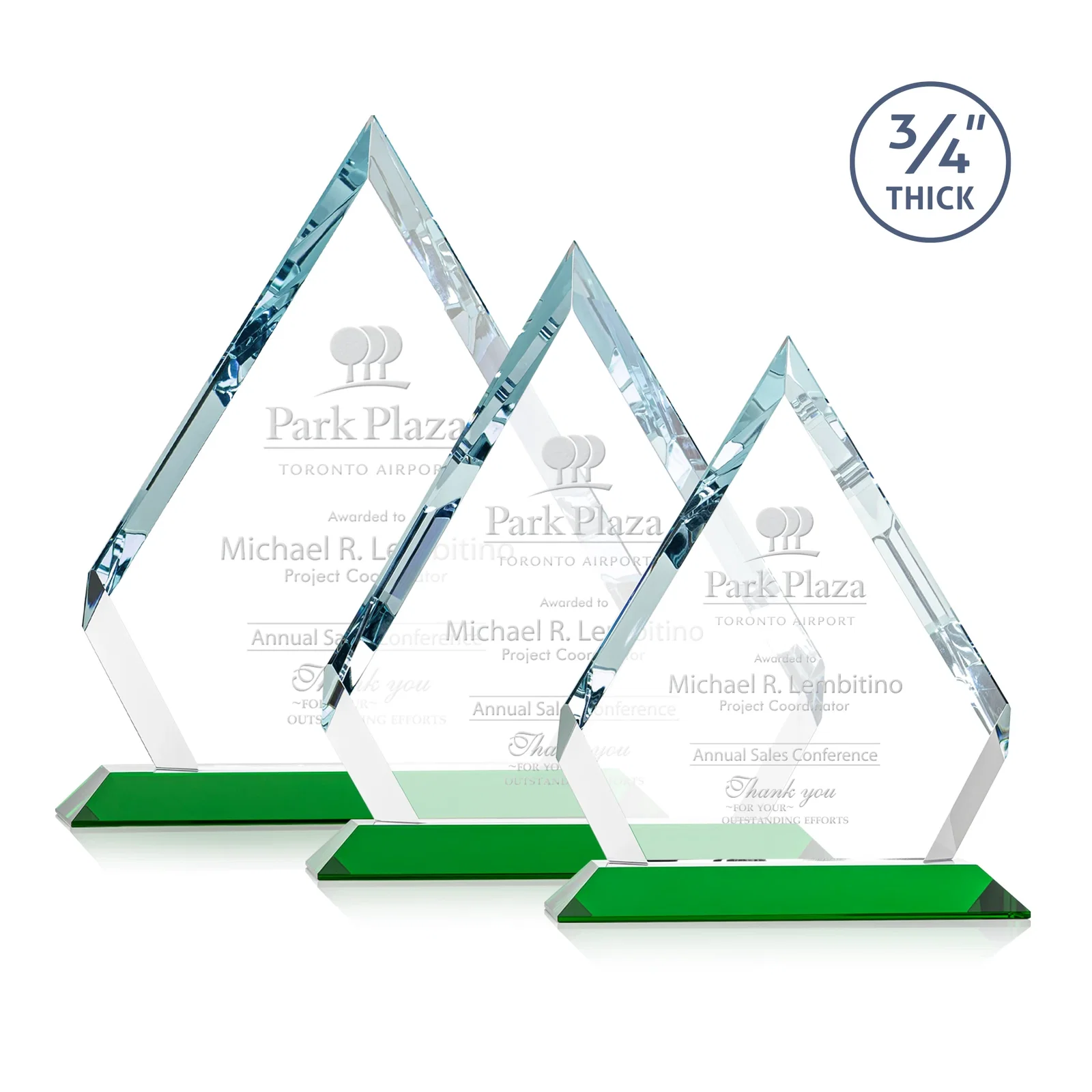 Personalized Starfire Crystal Diamond Award With Alternating-Angle Bevel Facets for employee recognition