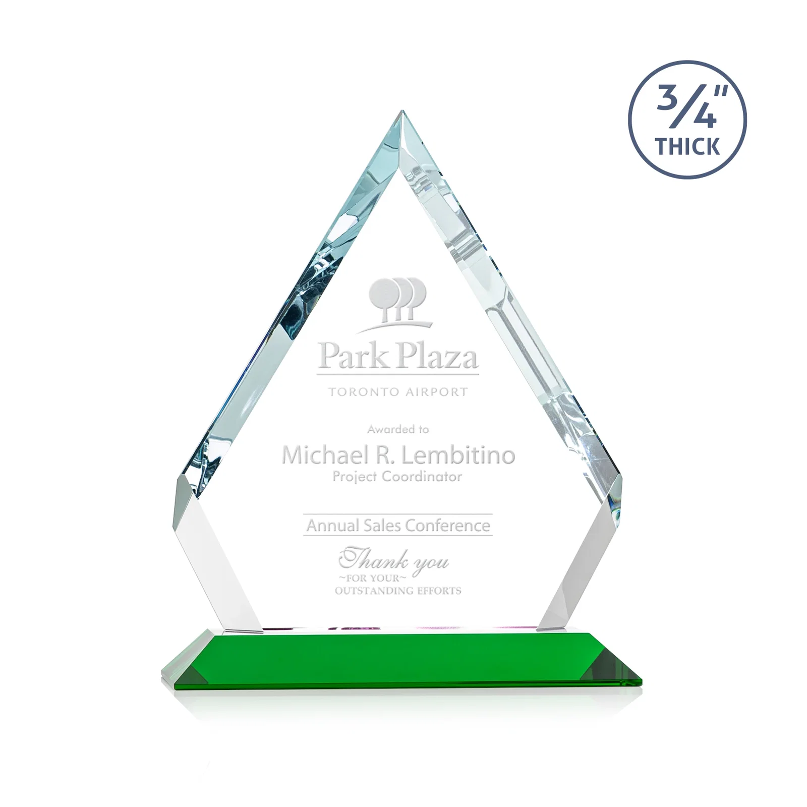 Personalized Starfire Crystal Diamond Award With Alternating-Angle Bevel Facets for corporate award ceremonies