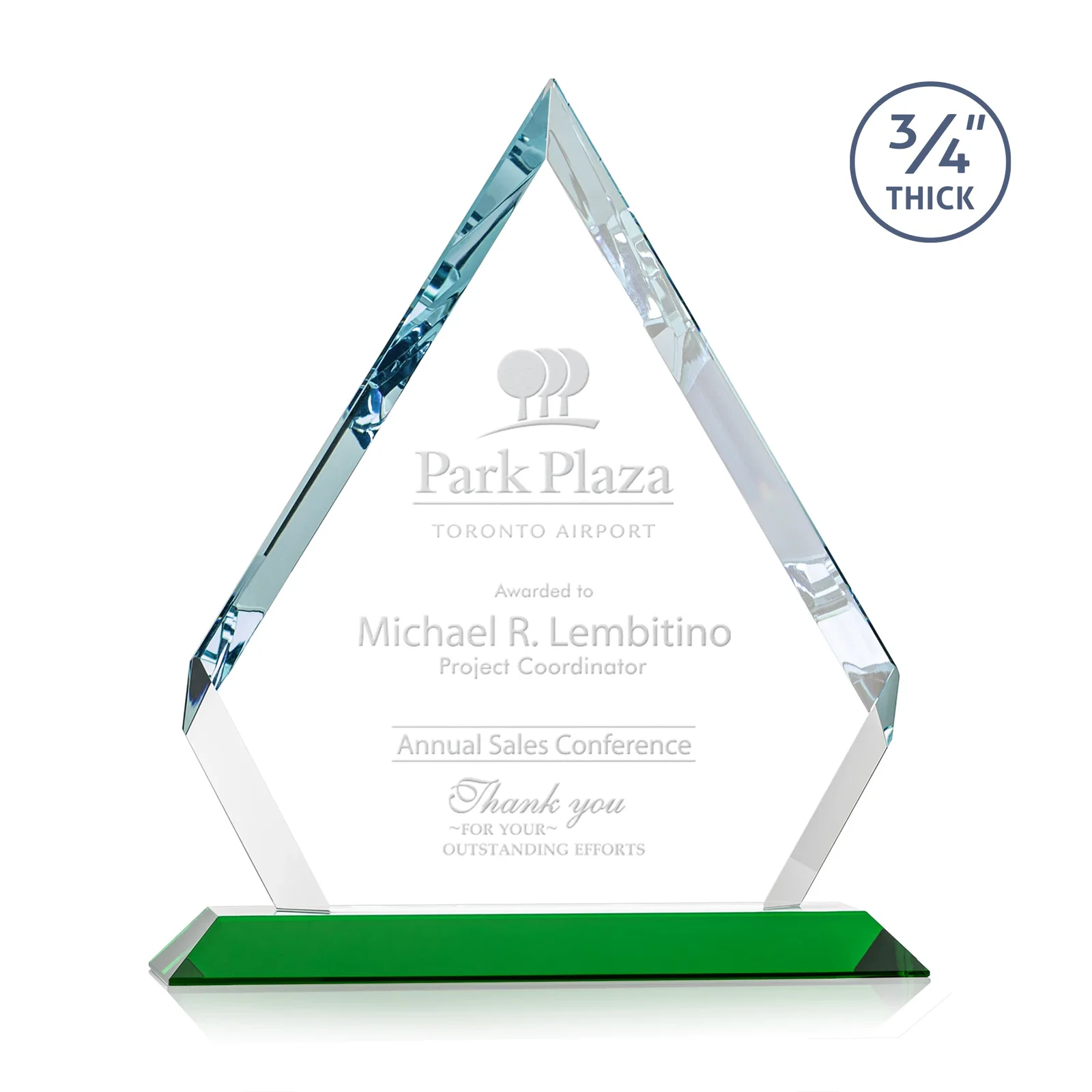 Personalized Starfire Crystal Diamond Award With Alternating-Angle Bevel Facets for sales achievement awards